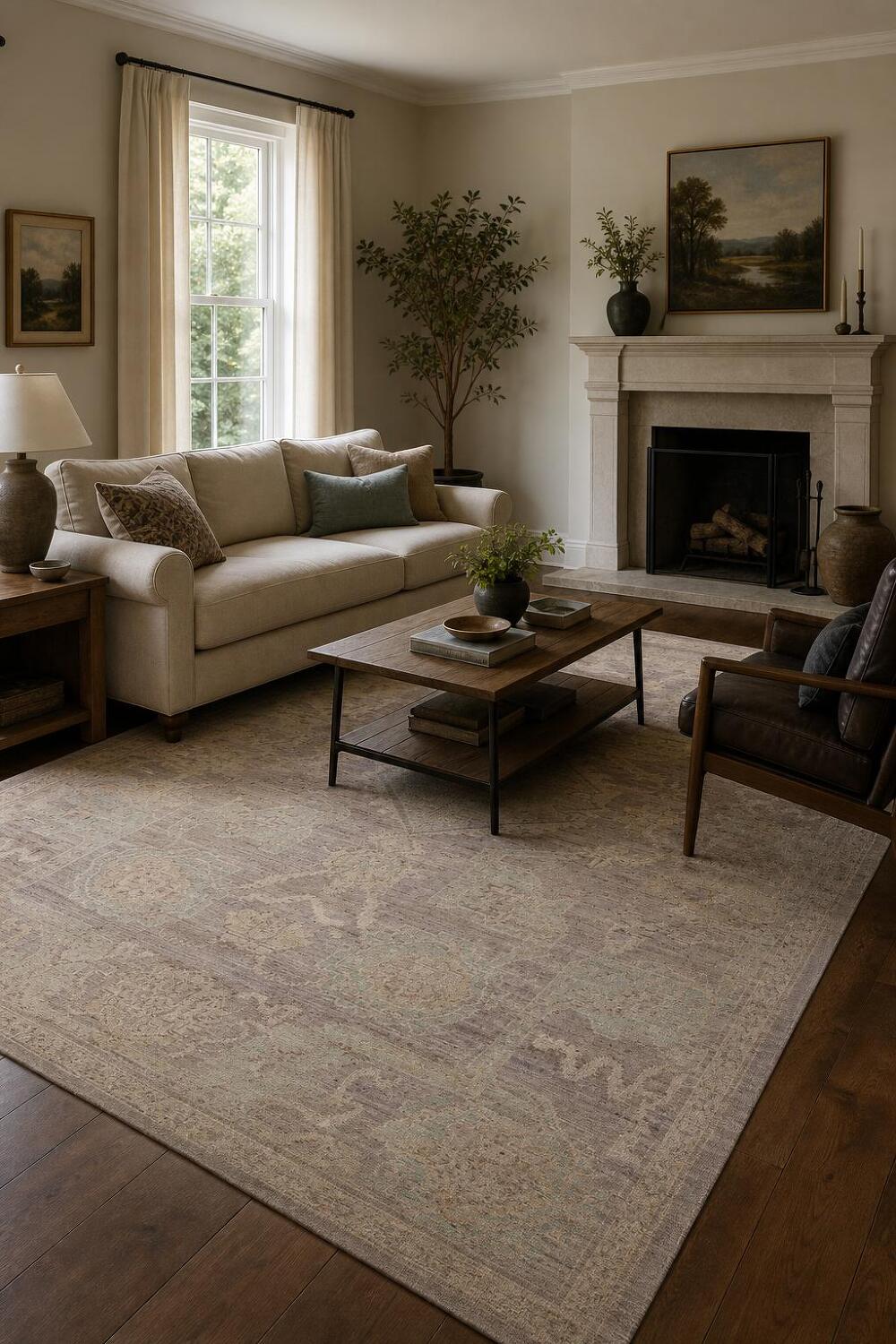 Vegetable Dye Wool Oushak Turkish Area Rug 7x10
