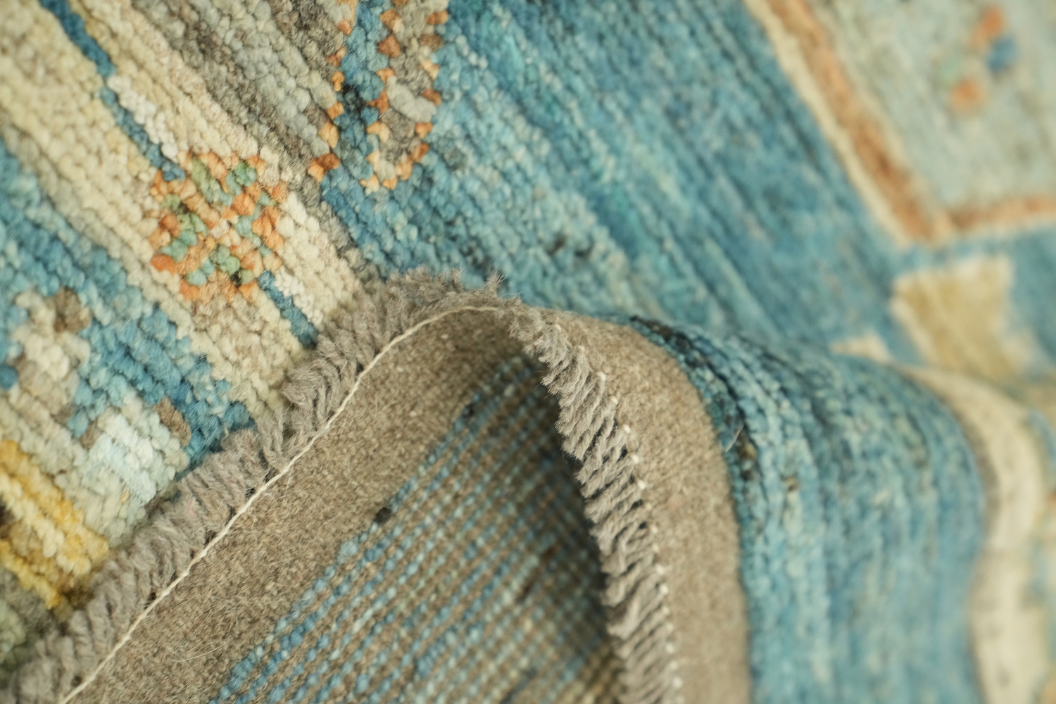 Vegetable Dye Teal Blue Oushak Turkish Area Rug 8x10