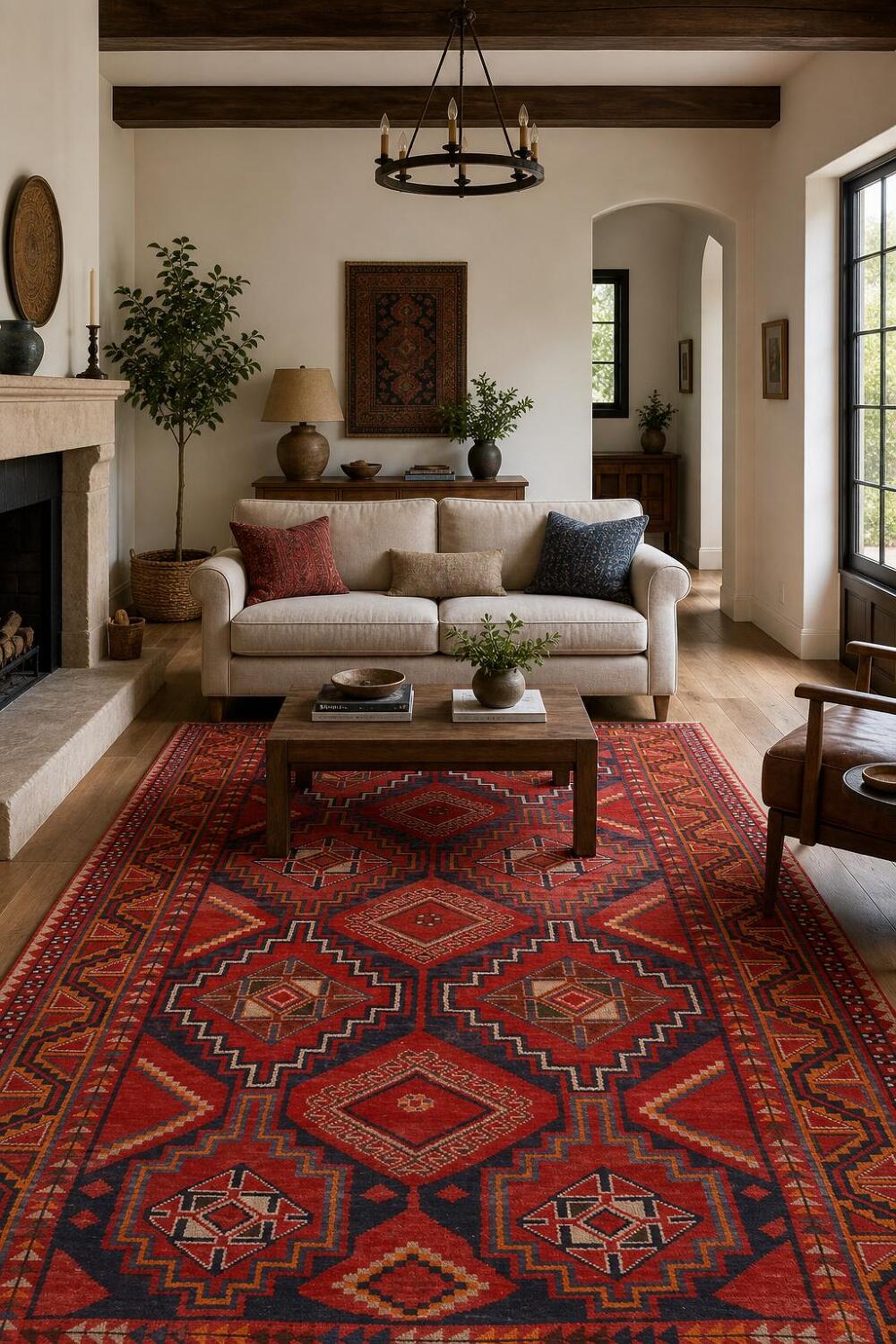 Vintage Geometric Qashqai Persian Area Rug 5x10