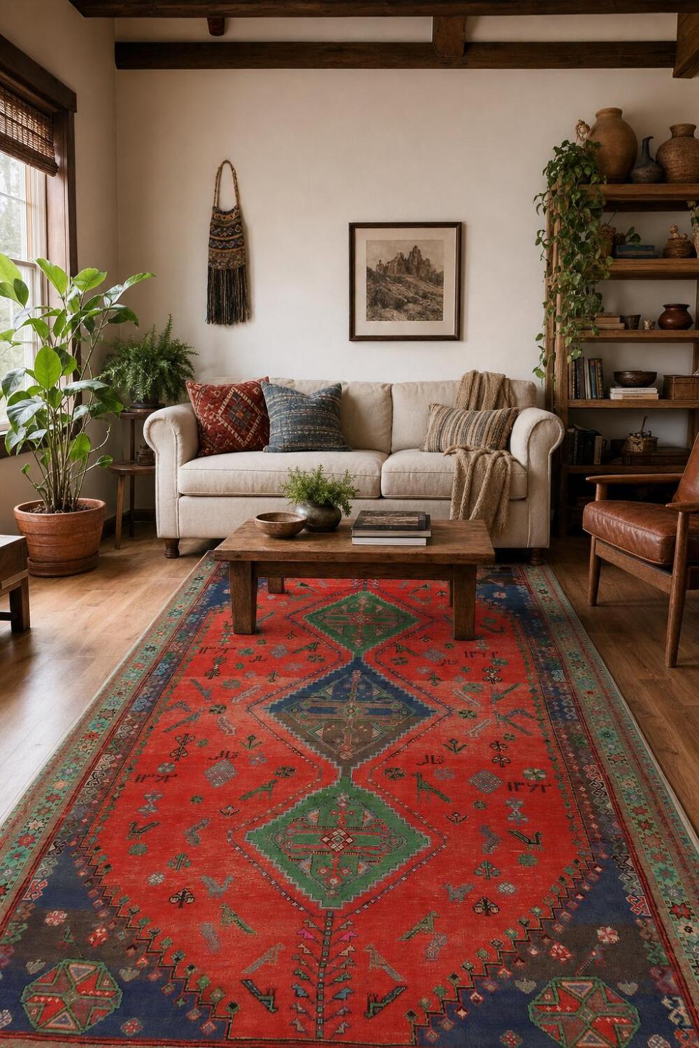 Animals Wool Tribal Shiraz Persian Area Rug 5x10