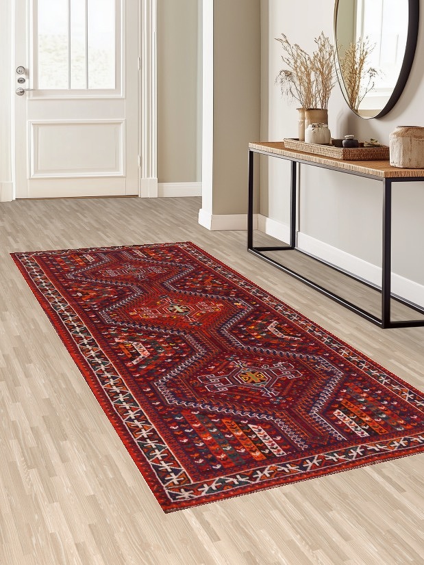 Tribal Geometric Shiraz Persian Runner Rug 4x10