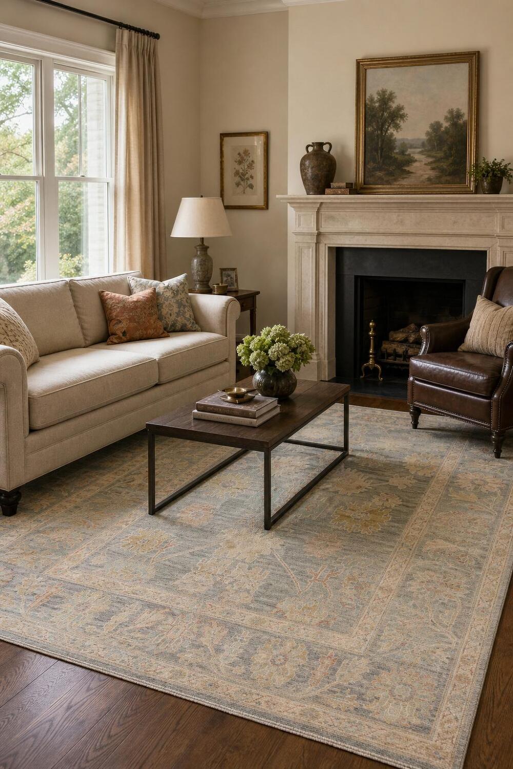 Vegetable Dye Oushak Turkish Area Rug 7x10