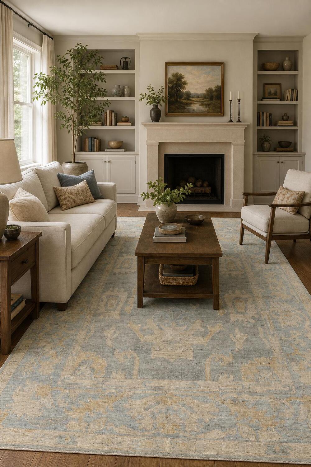 Handmade Gray Oushak Vegetable Dye Area Rug 7x10