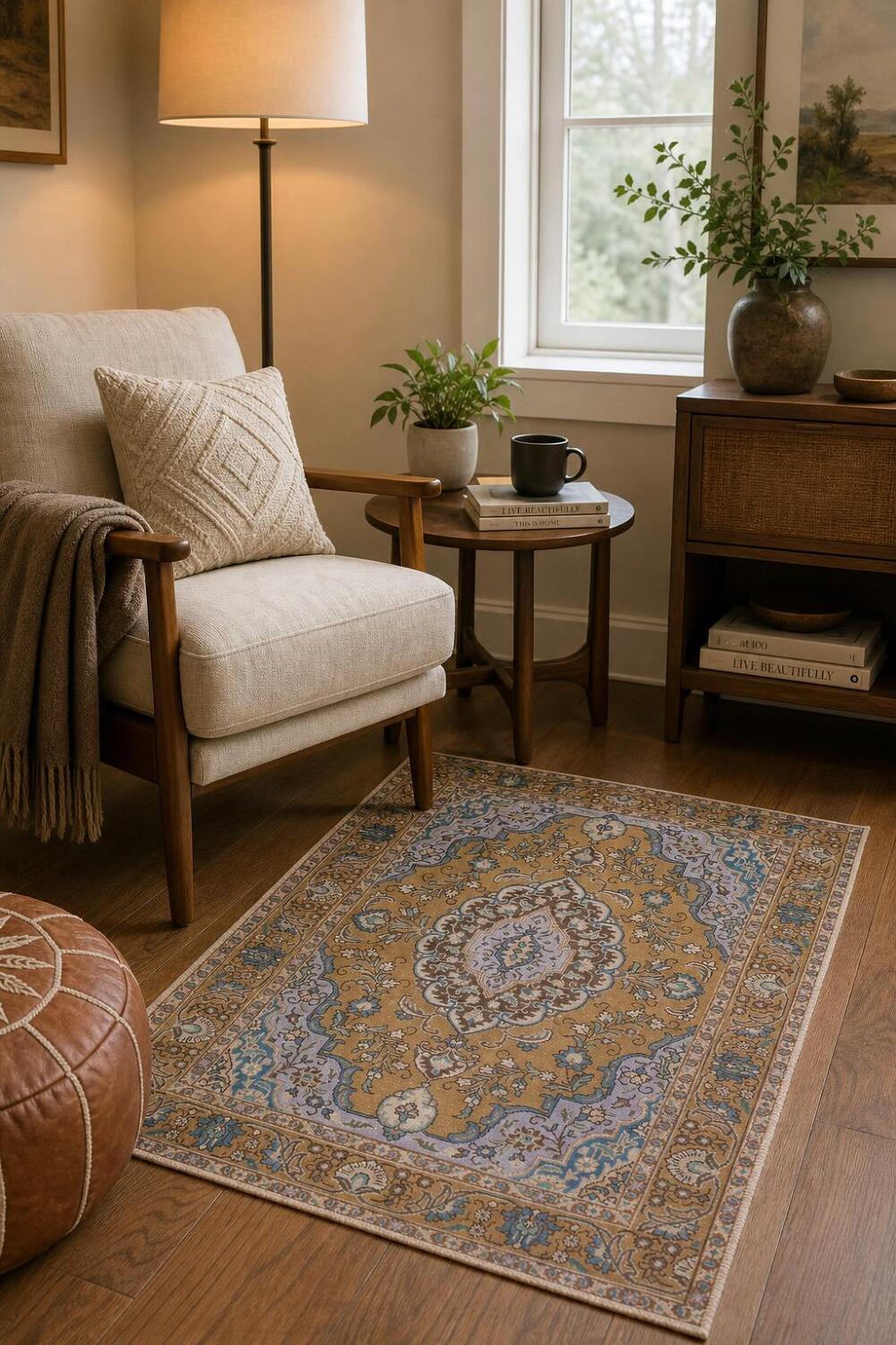 Vintage Wool Tabriz Persian Rug 4x6