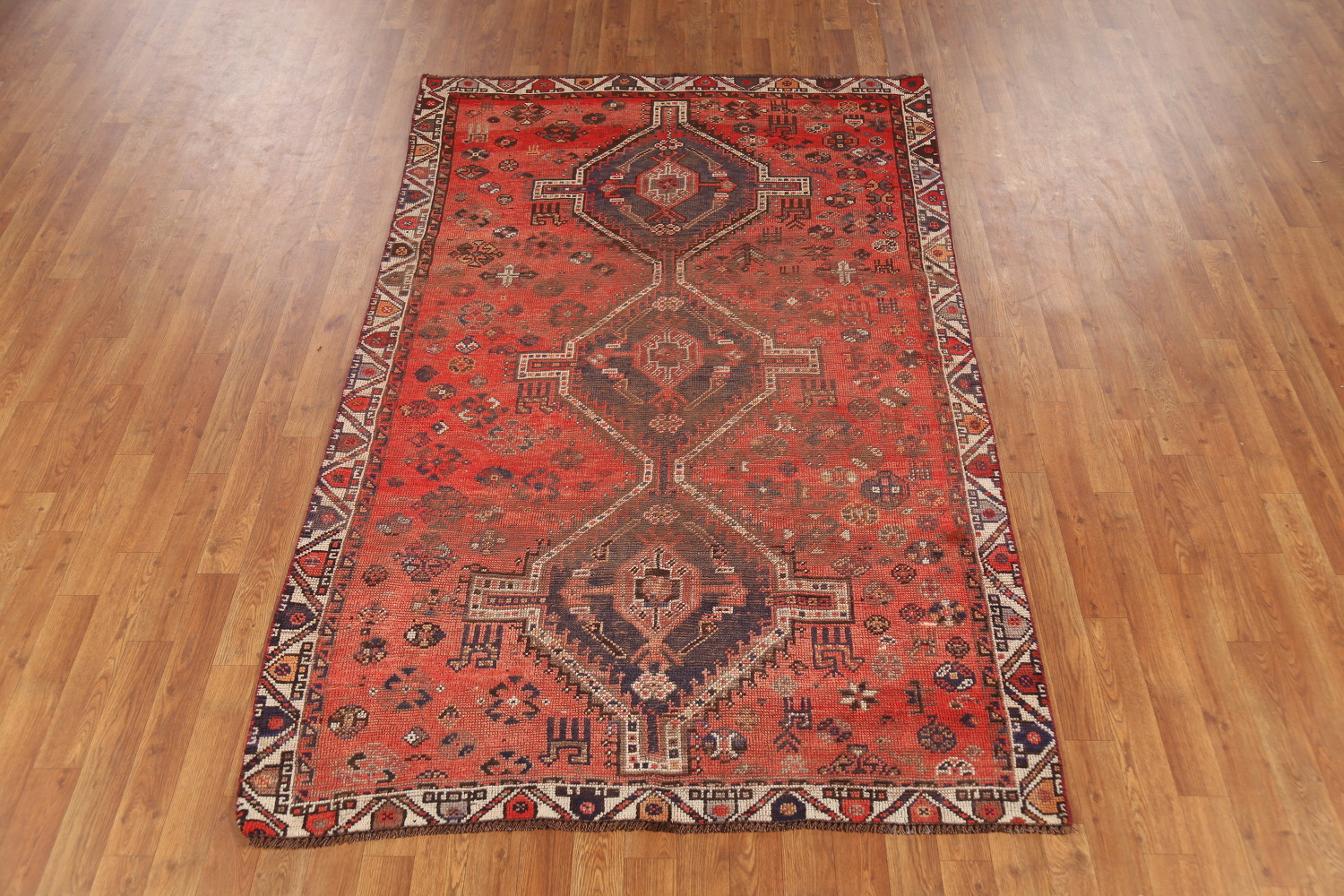 Antique Wool Shiraz Persian Rug 5x7