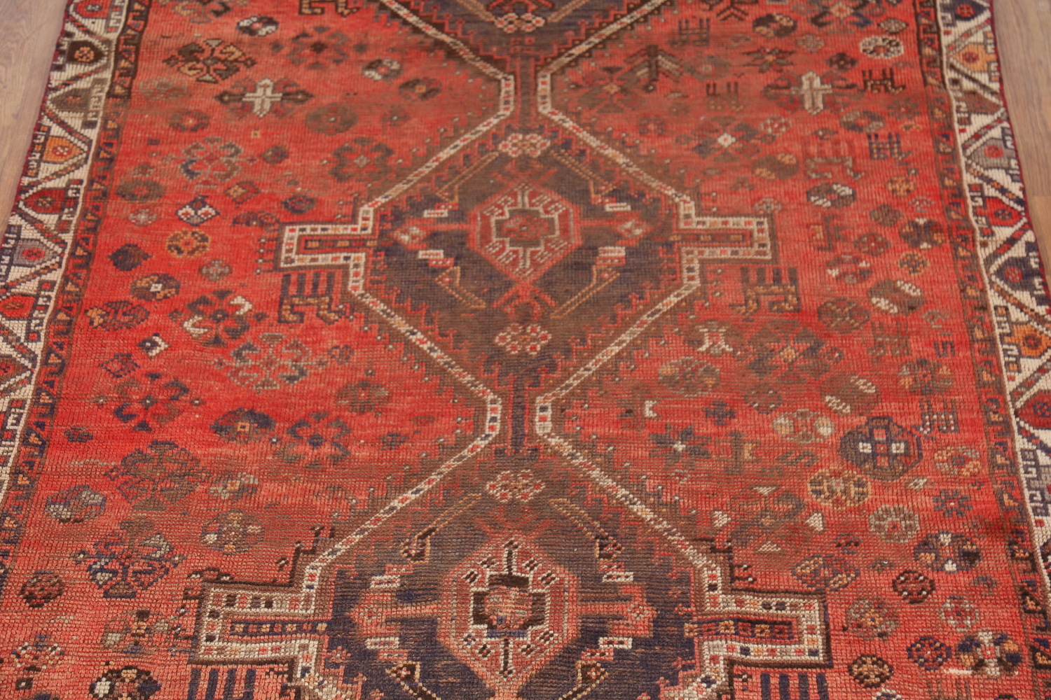 Antique Wool Shiraz Persian Rug 5x7