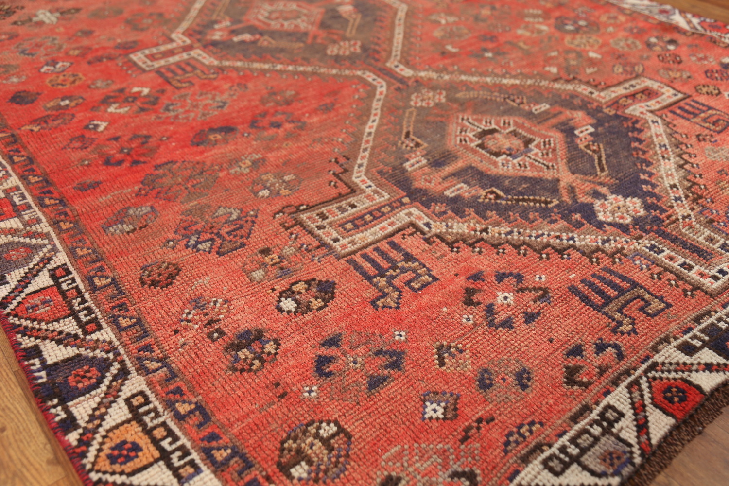 Antique Wool Shiraz Persian Rug 5x7