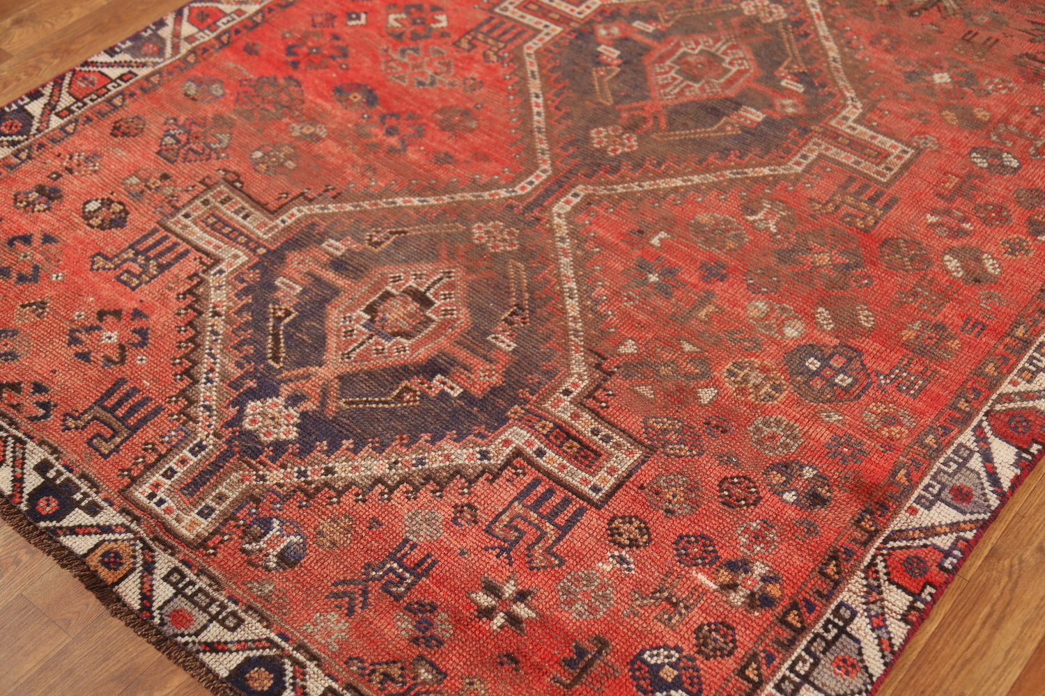 Antique Wool Shiraz Persian Rug 5x7