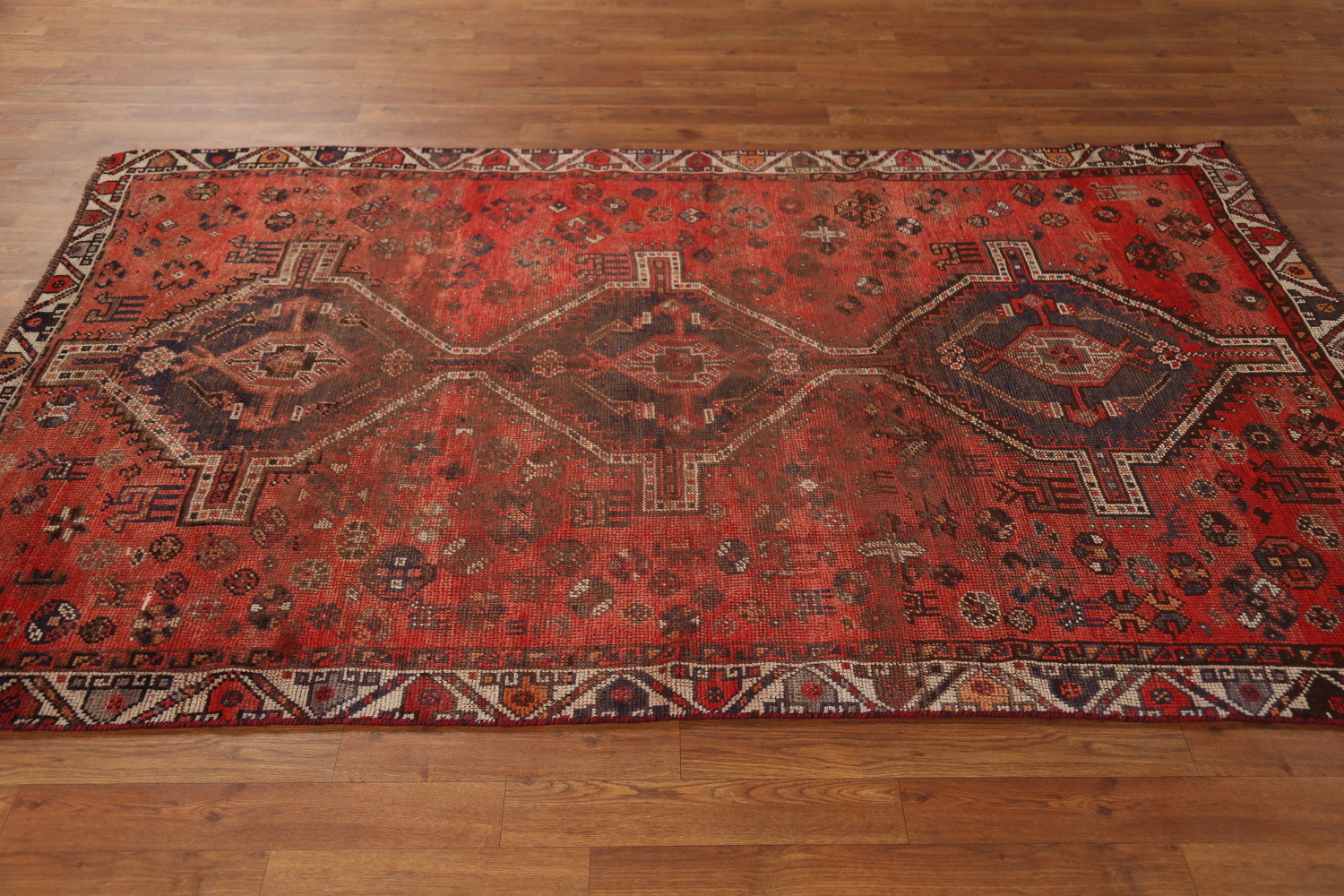 Antique Wool Shiraz Persian Rug 5x7