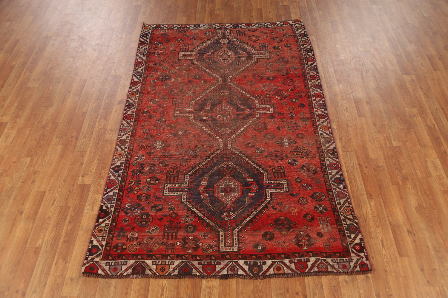 Antique Wool Shiraz Persian Rug 5x7