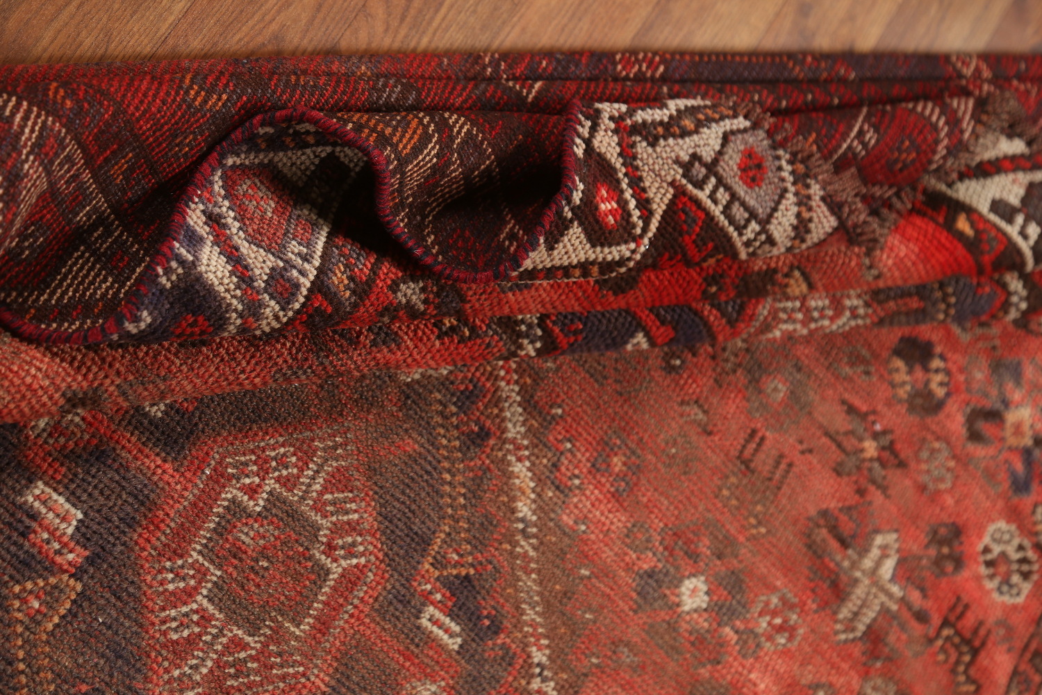 Antique Wool Shiraz Persian Rug 5x7