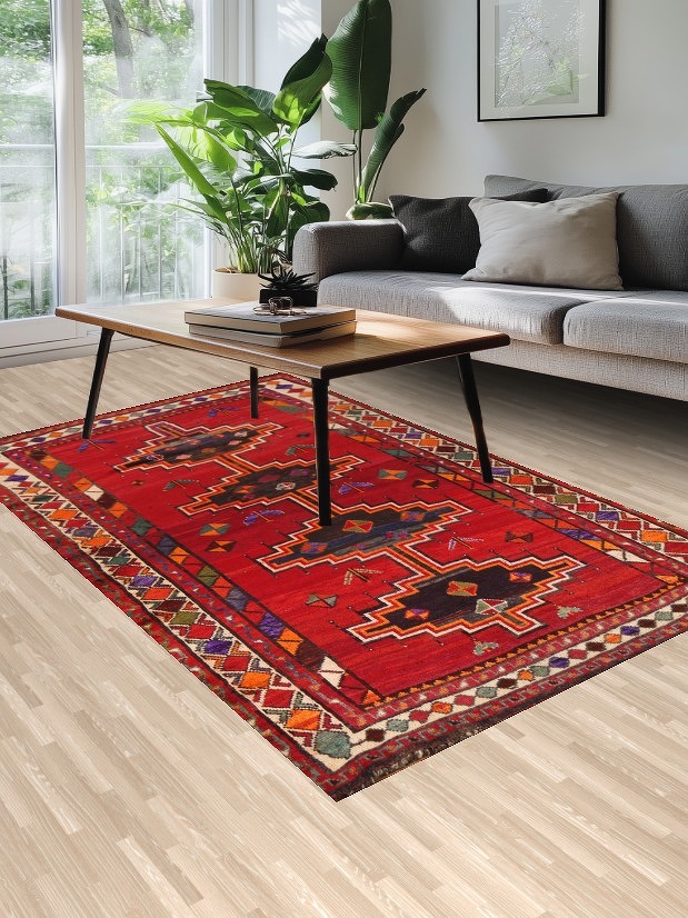 Geometric Wool Gabbeh Persian Area Rug 5x8