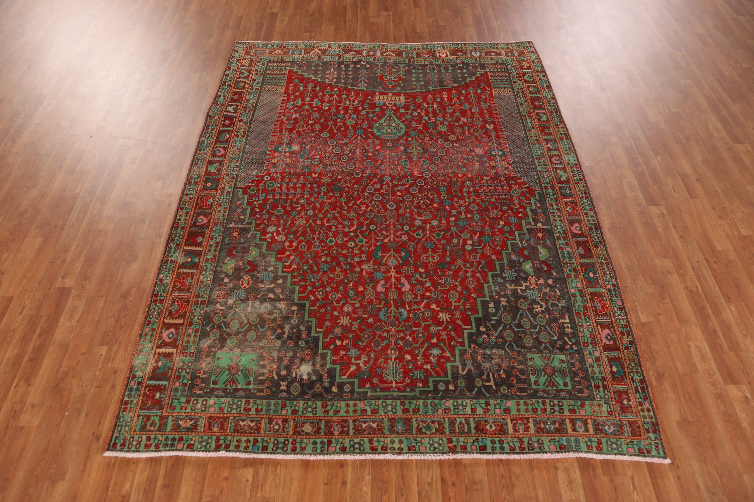 Antique Wool Shiraz Persian Area Rug 7x9
