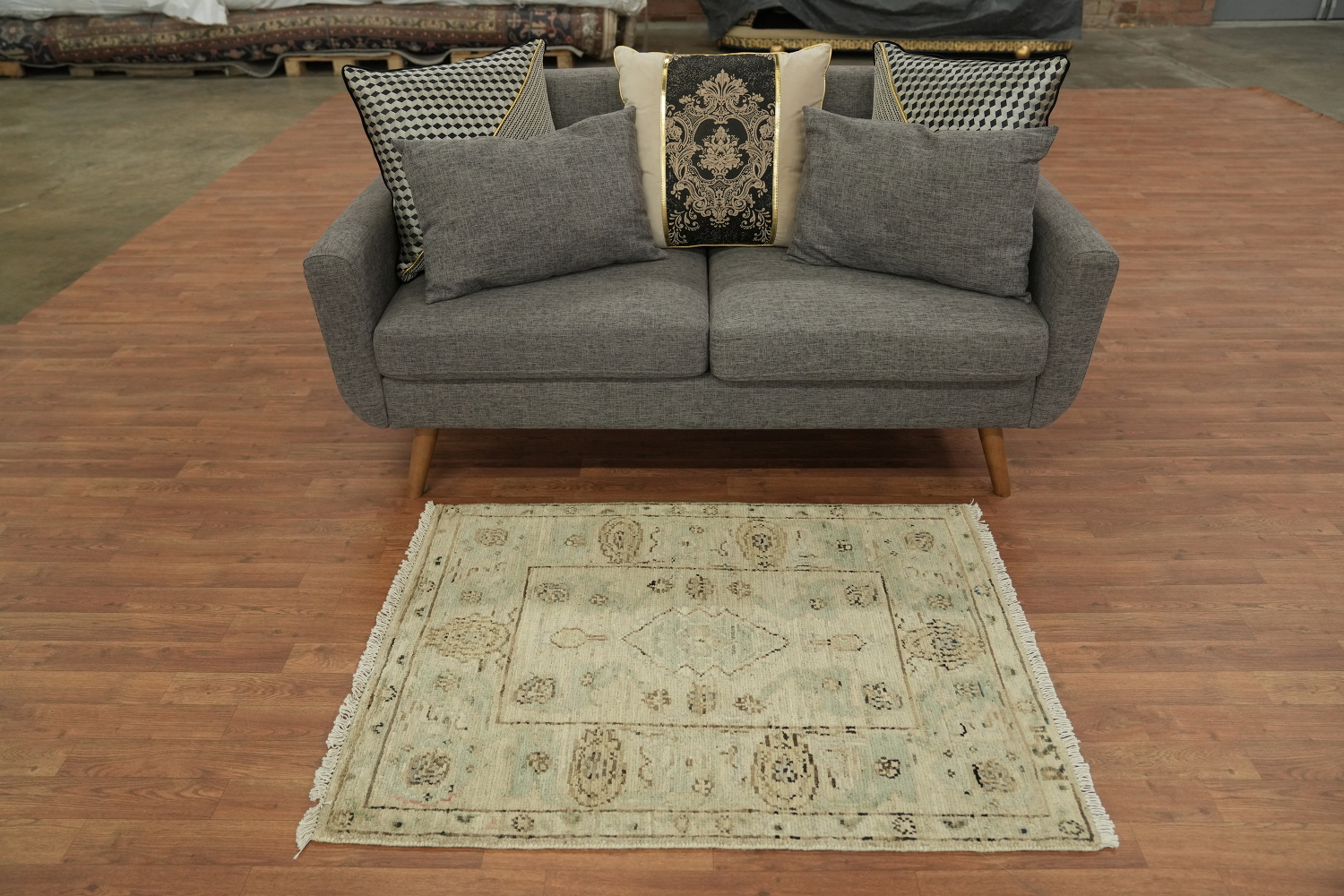 Vegetable Dye Oushak Turkish Rug 3x4
