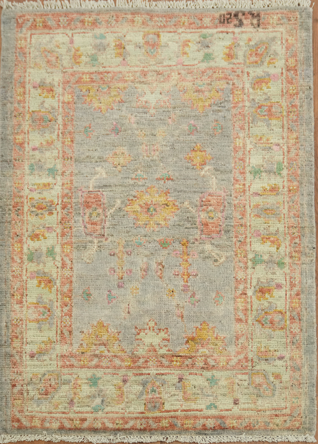 Vegetable Dye Oushak Turkish Foyer Rug 3x4