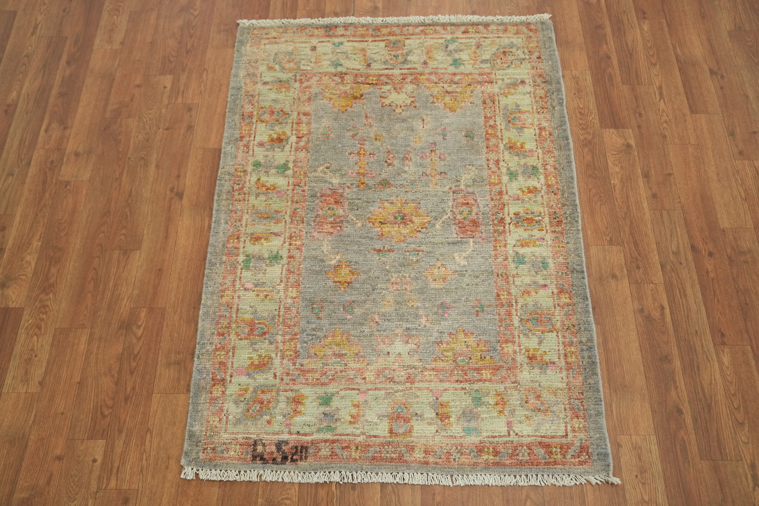 Vegetable Dye Oushak Turkish Foyer Rug 3x4