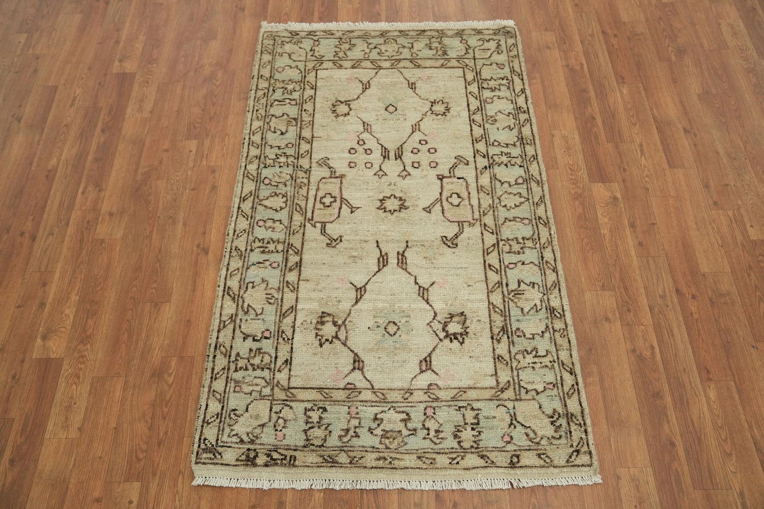 Earth Tone Wool Oushak Vegetable Dye Rug 3x5