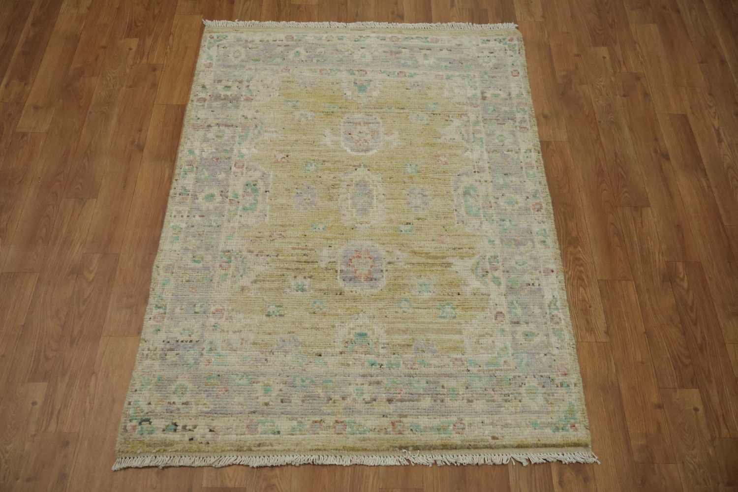 Vegetable Dye Wool Oushak Turkish Rug 3x4