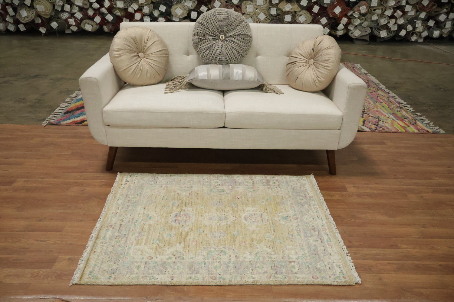 Vegetable Dye Wool Oushak Turkish Rug 3x4