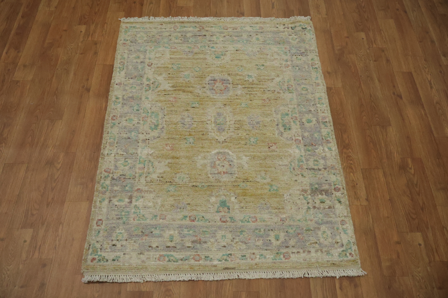 Vegetable Dye Wool Oushak Turkish Rug 3x4