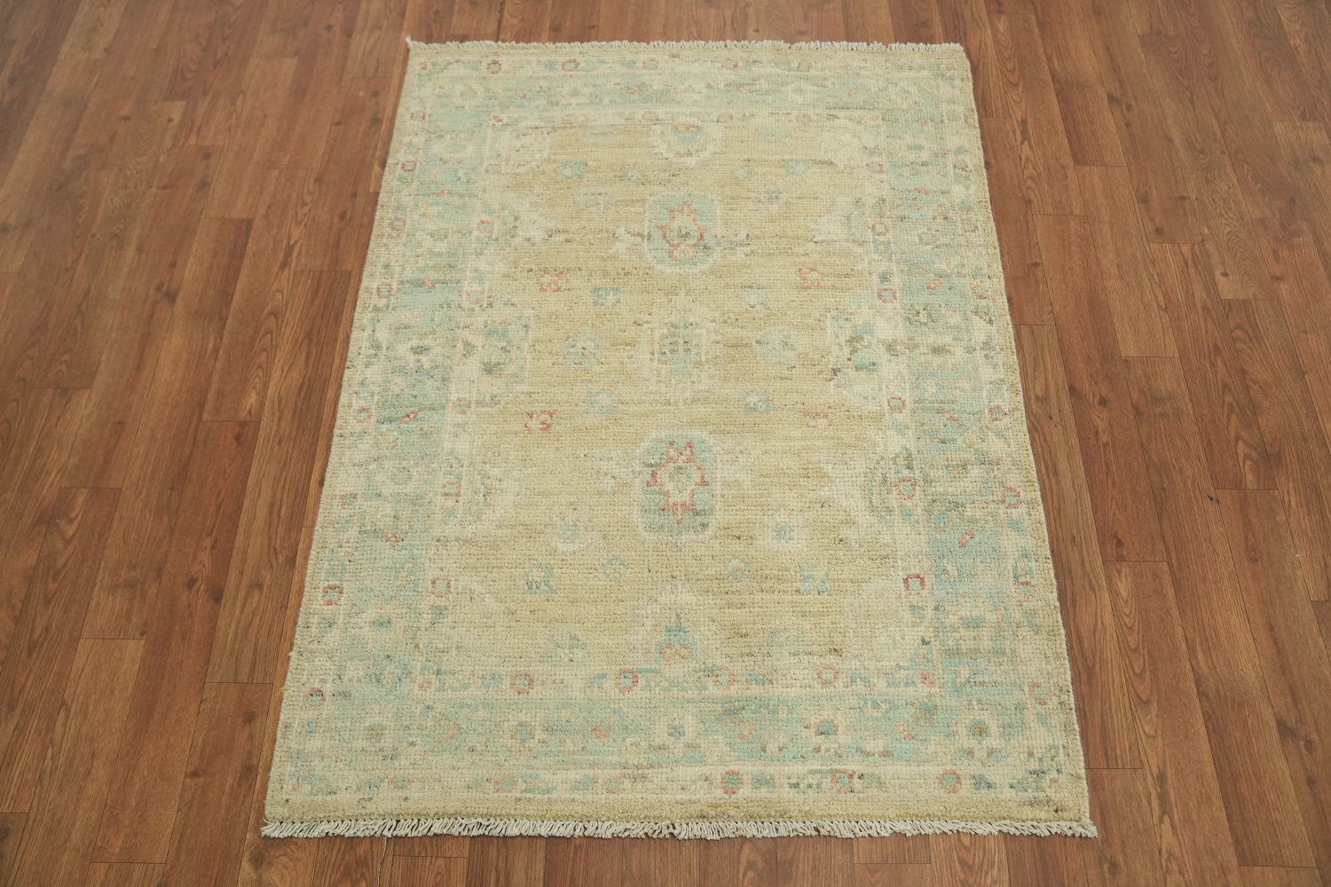 Vegetable Dye Oushak Turkish Foyer Rug 3x4