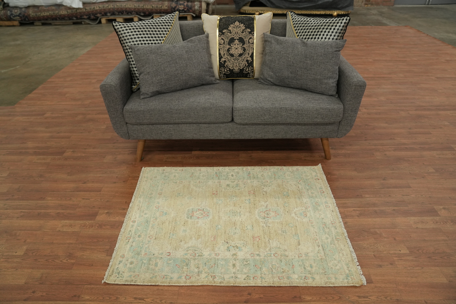 Vegetable Dye Oushak Turkish Foyer Rug 3x4