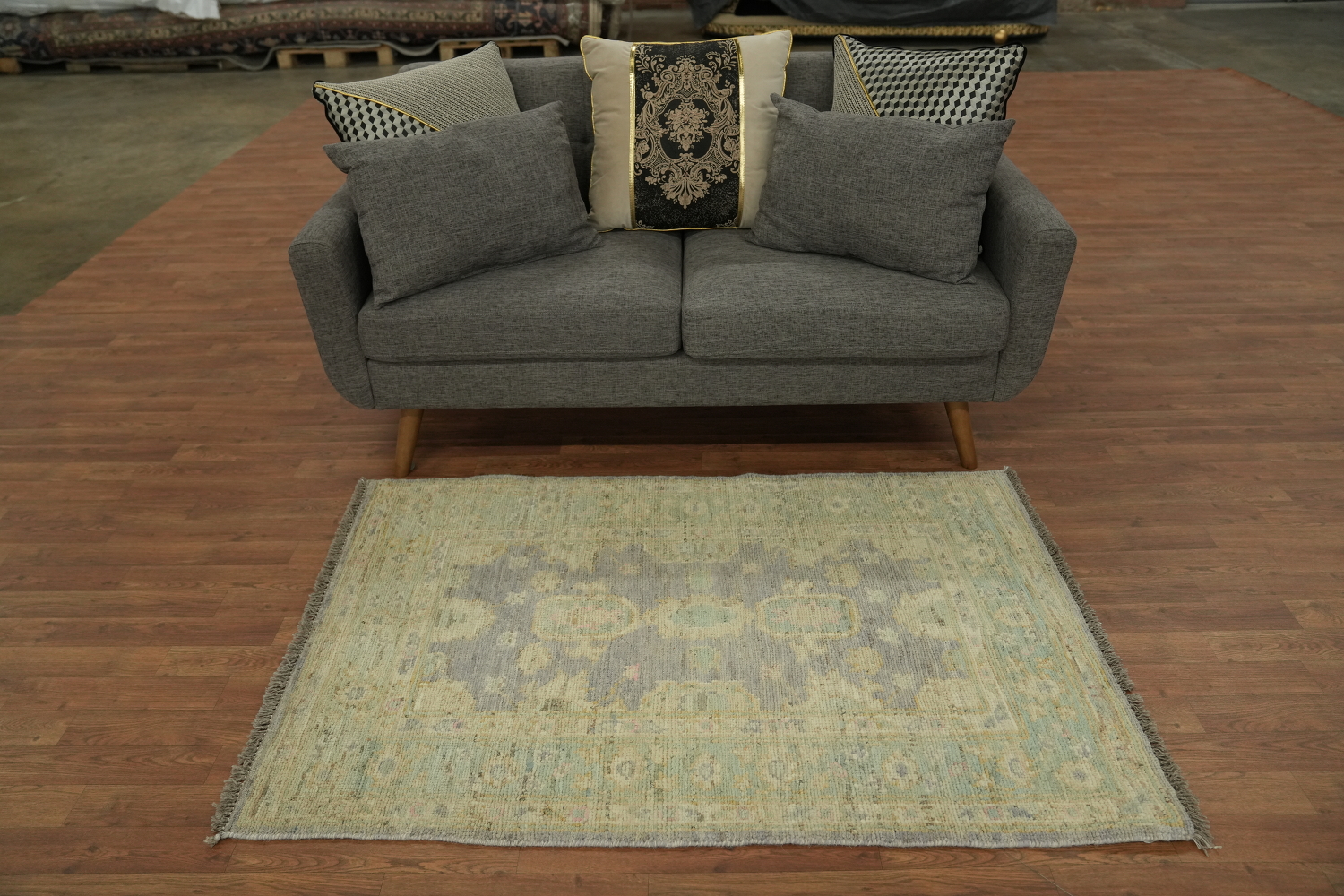 Vegetable Dye Wool Oushak Turkish Rug 3x5
