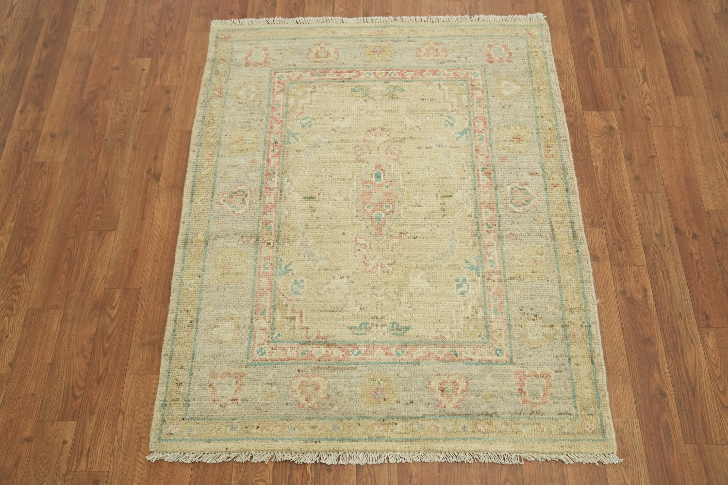 Vegetable Dye Oushak Turkish Accent Rug 3x4