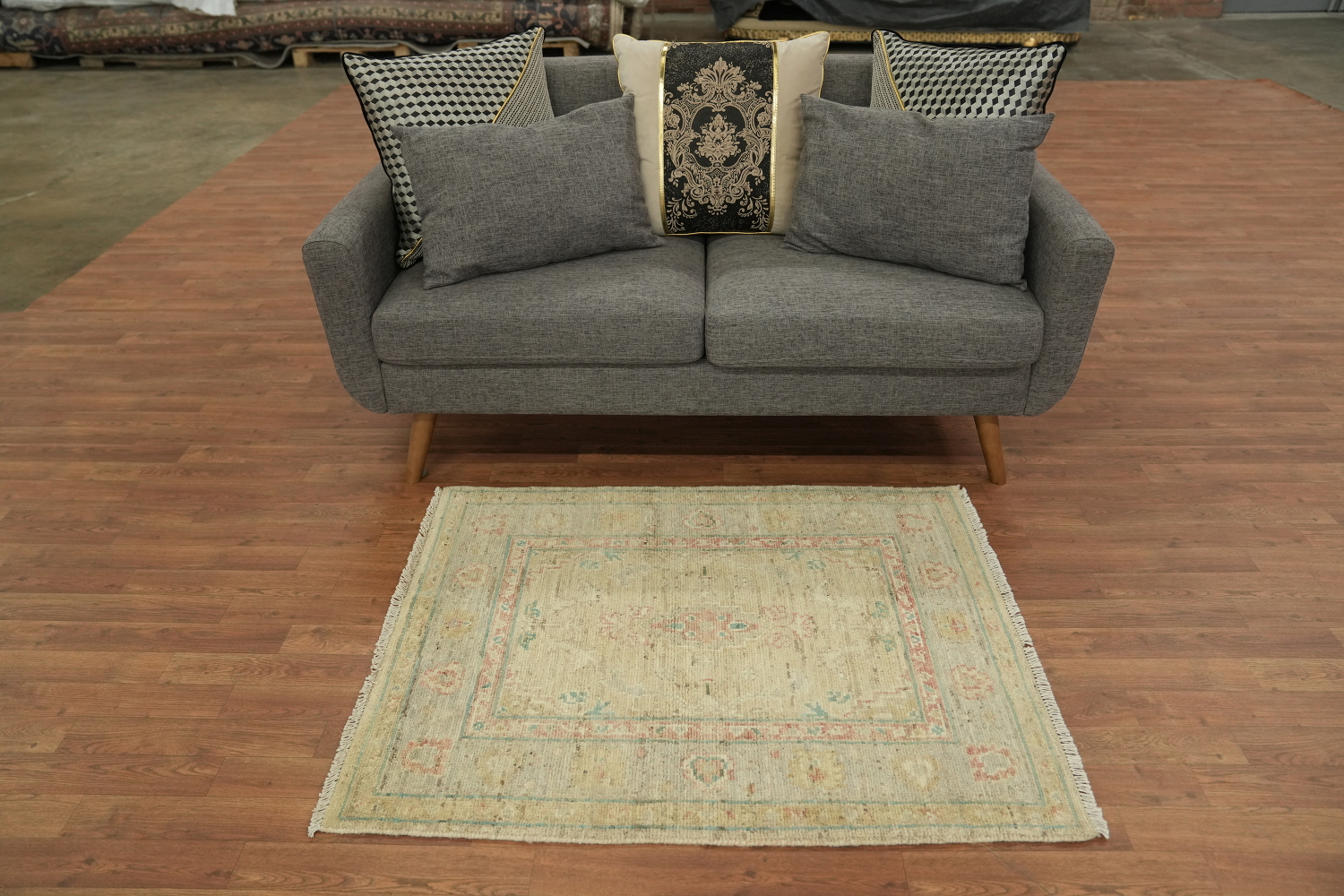 Vegetable Dye Oushak Turkish Accent Rug 3x4