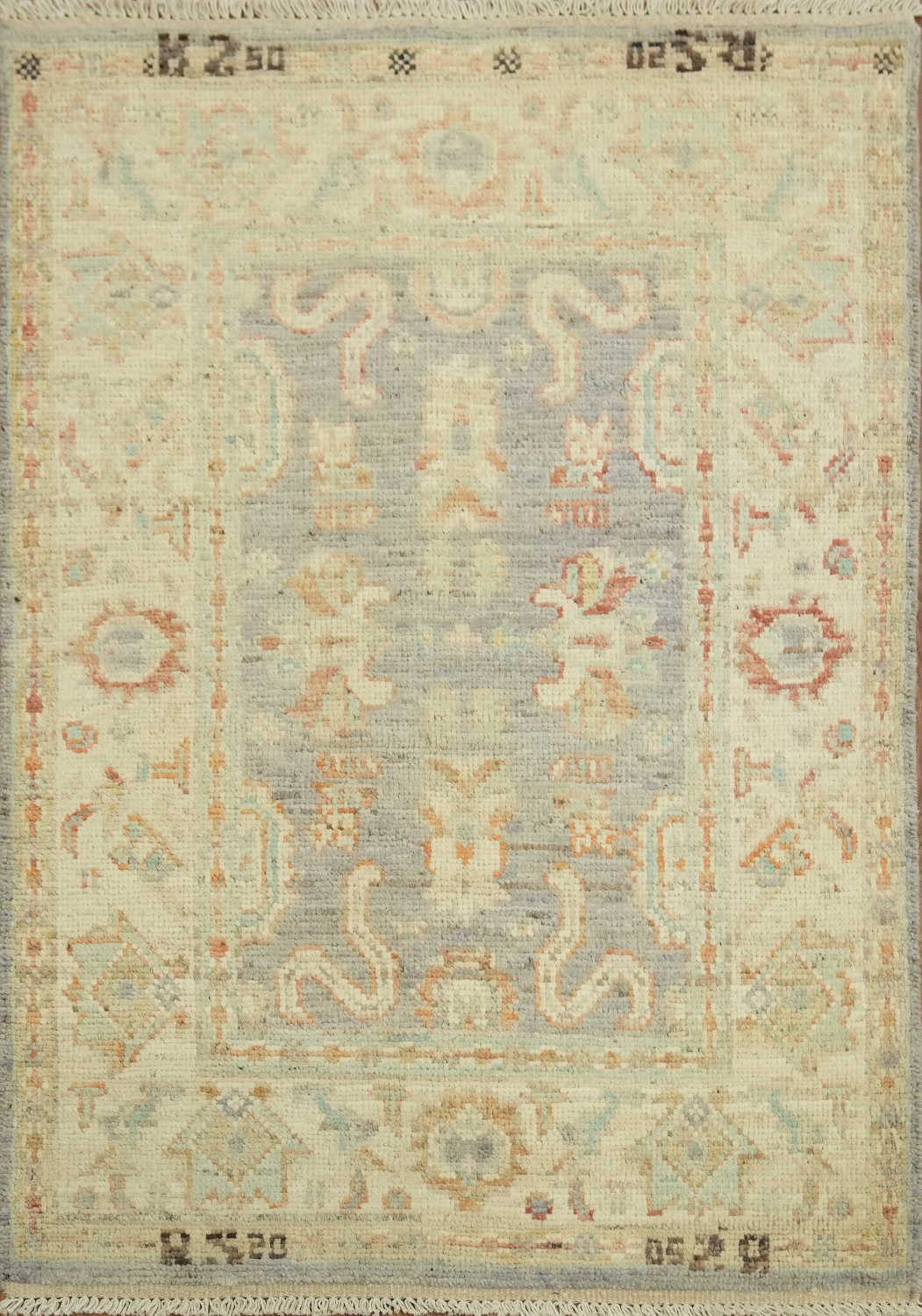 Vegetable Dye Light Purple Oushak Turkish Rug 3x4