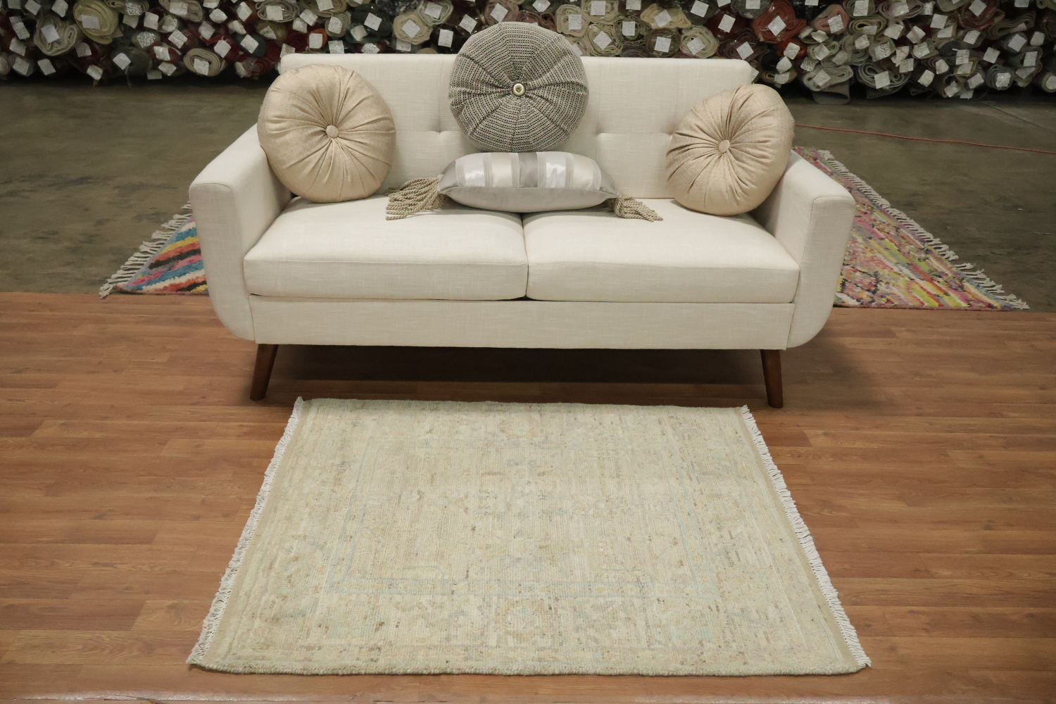 Vegetable Dye Wool Oushak Turkish Accent Rug 3x4