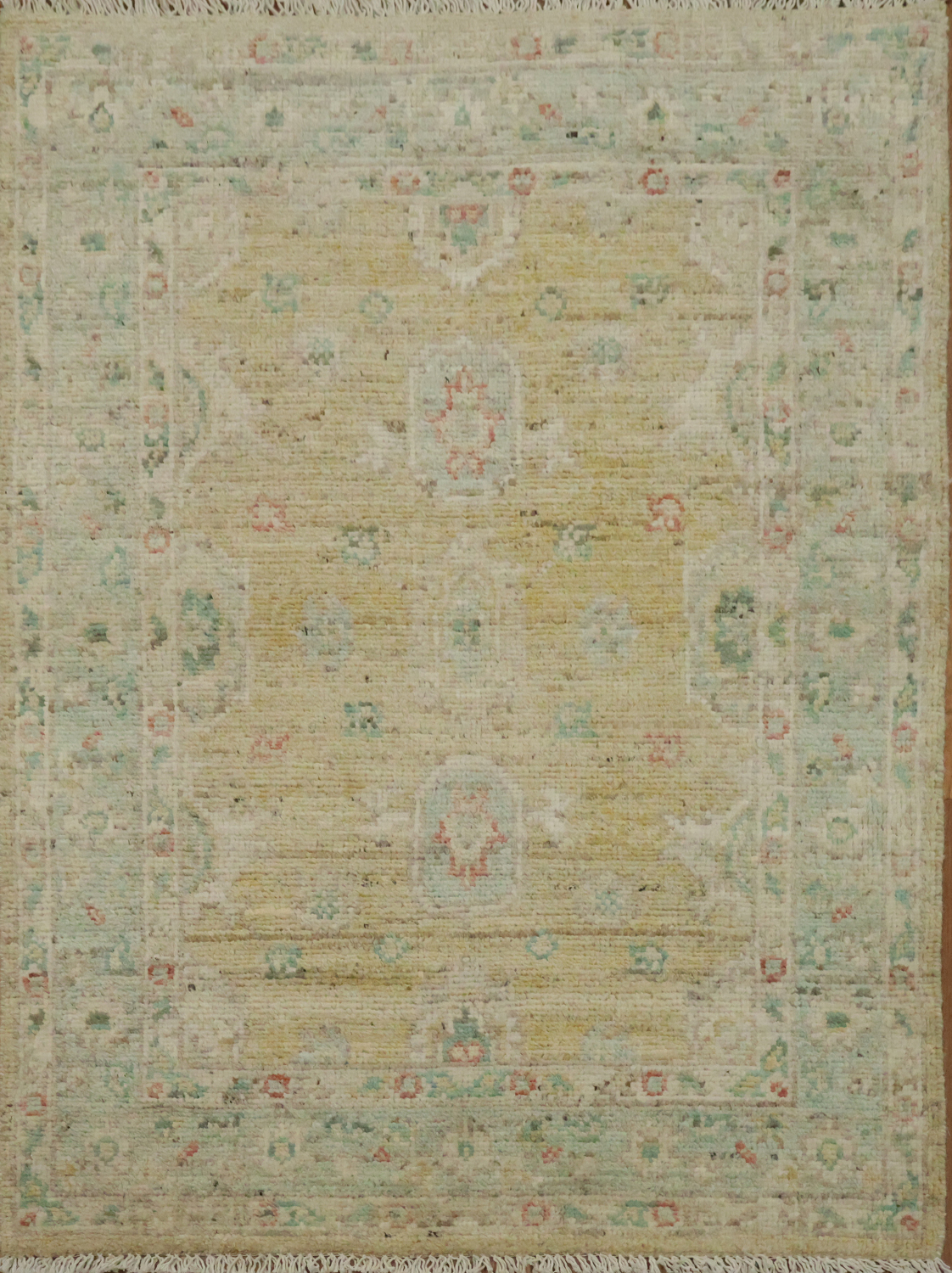 Vegetable Dye Gold Oushak Turkish Rug 3x4