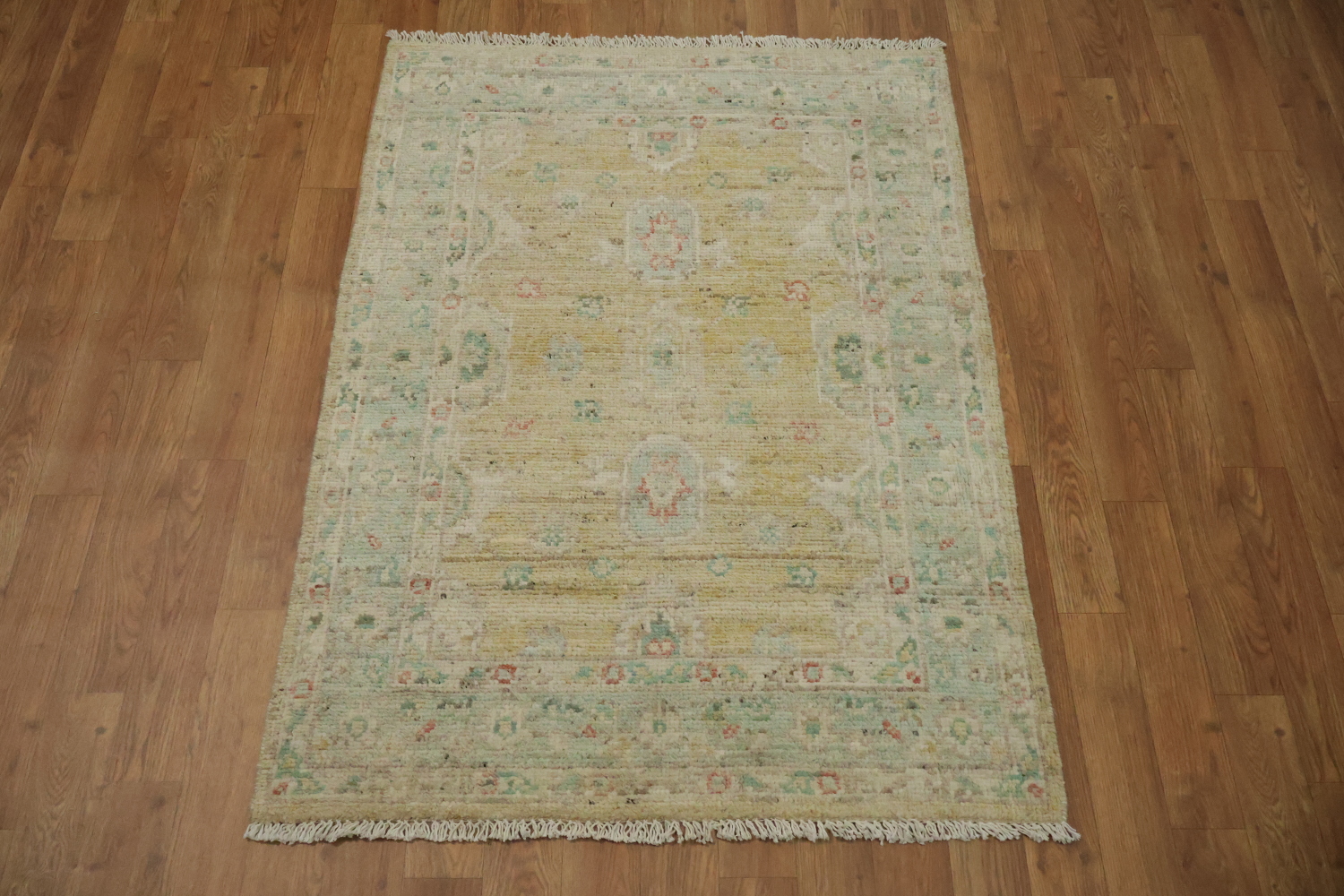 Vegetable Dye Gold Oushak Turkish Rug 3x4