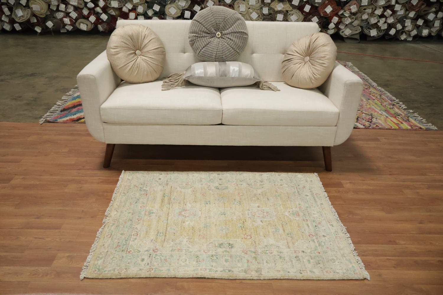 Vegetable Dye Gold Oushak Turkish Rug 3x4