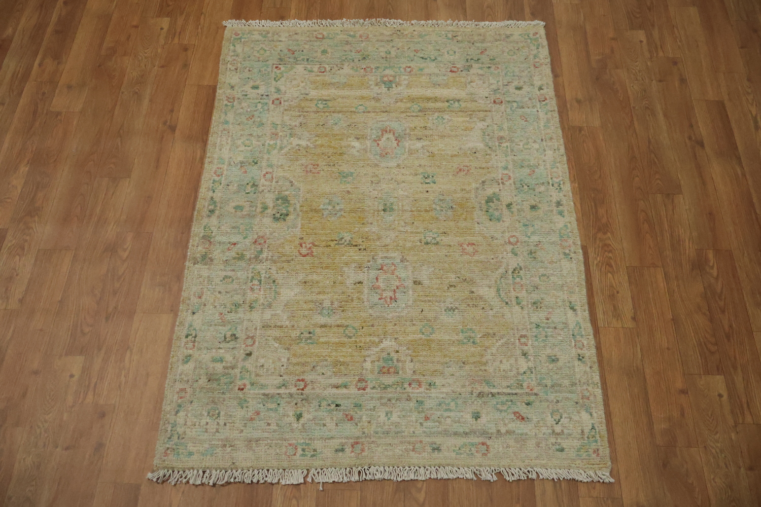 Vegetable Dye Gold Oushak Turkish Rug 3x4