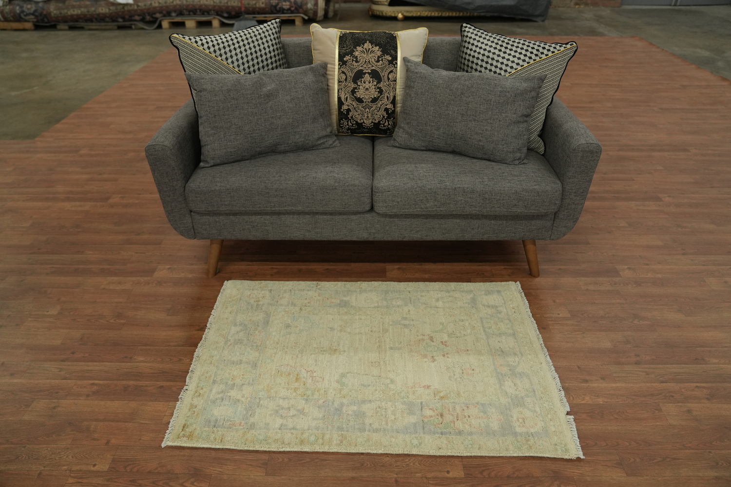 Earth Tone Wool Oushak Vegetable Dye Rug 3x4