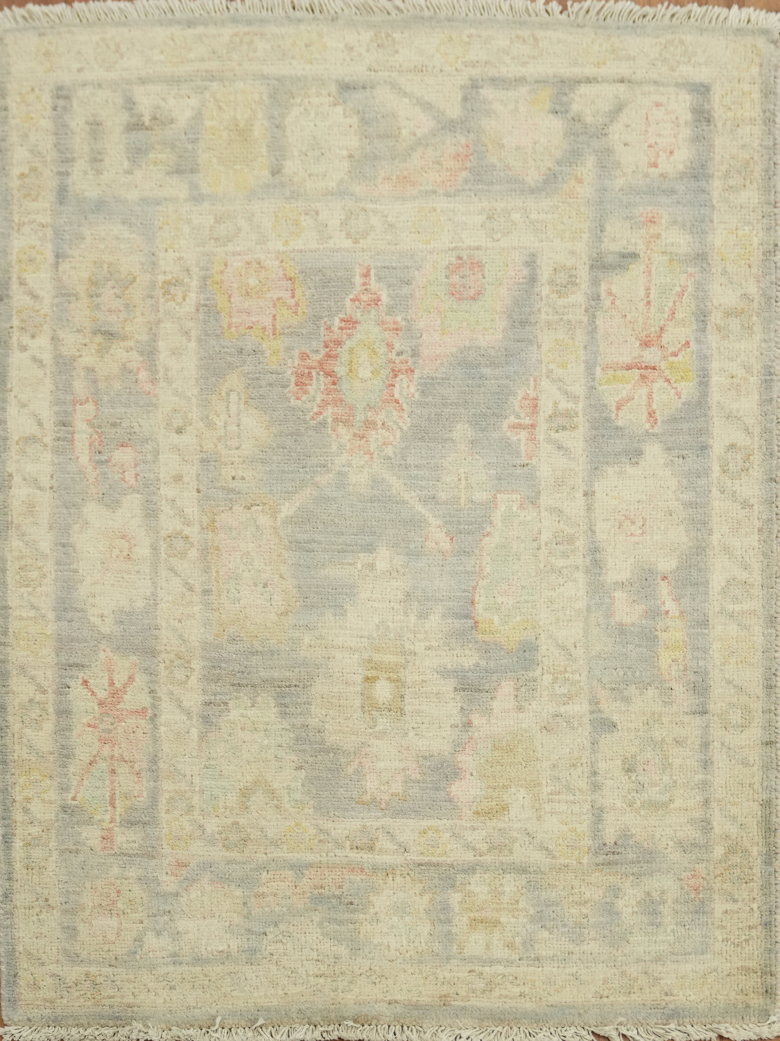 Vegetable Dye Wool Oushak Turkish Accent Rug 3x4