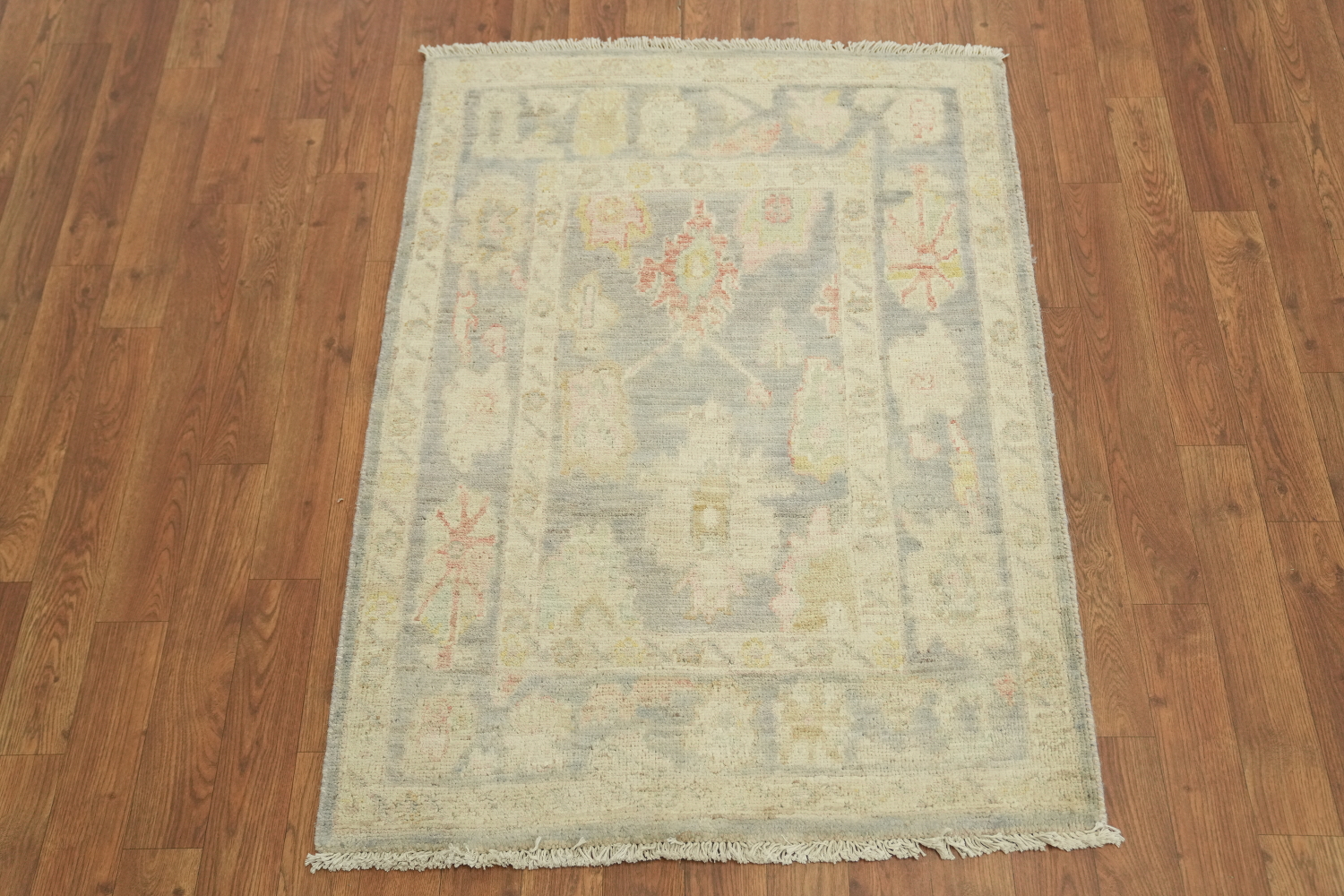 Vegetable Dye Wool Oushak Turkish Accent Rug 3x4