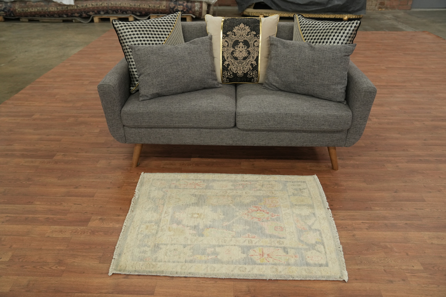 Vegetable Dye Wool Oushak Turkish Accent Rug 3x4