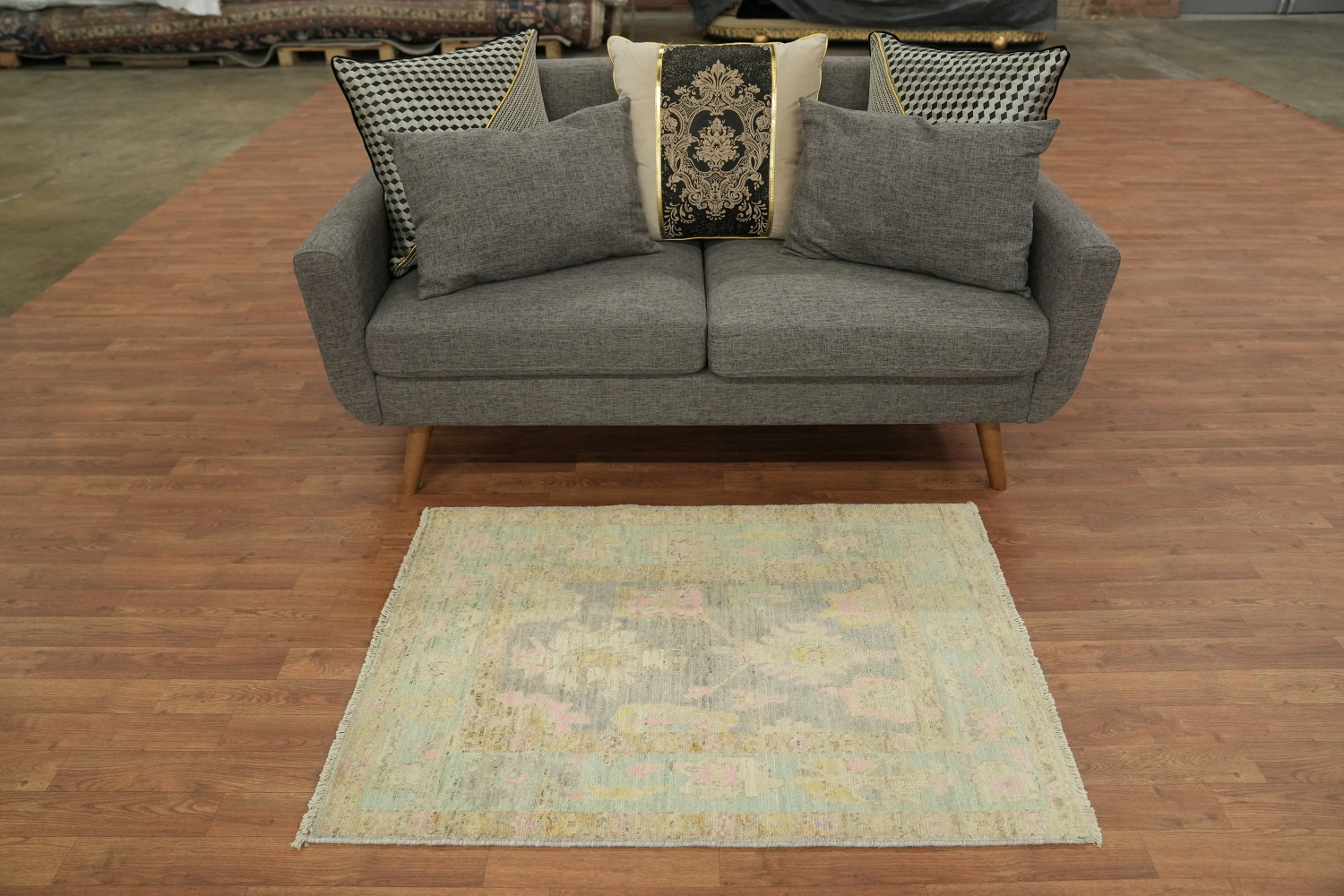 Vegetable Dye Oushak Turkish Accent Rug 3x4
