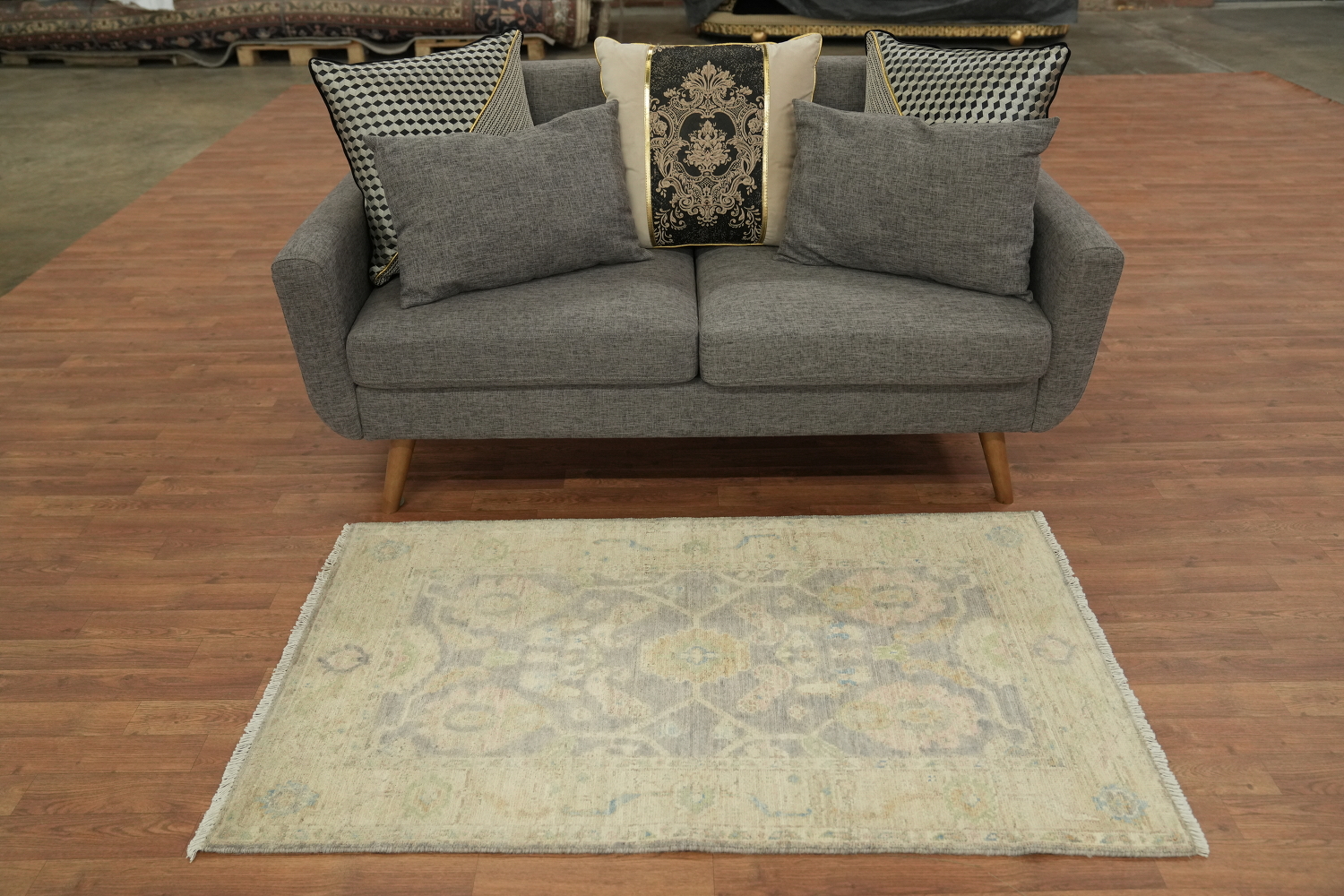 Vegetable Dye Wool Oushak Turkish Rug 3x5