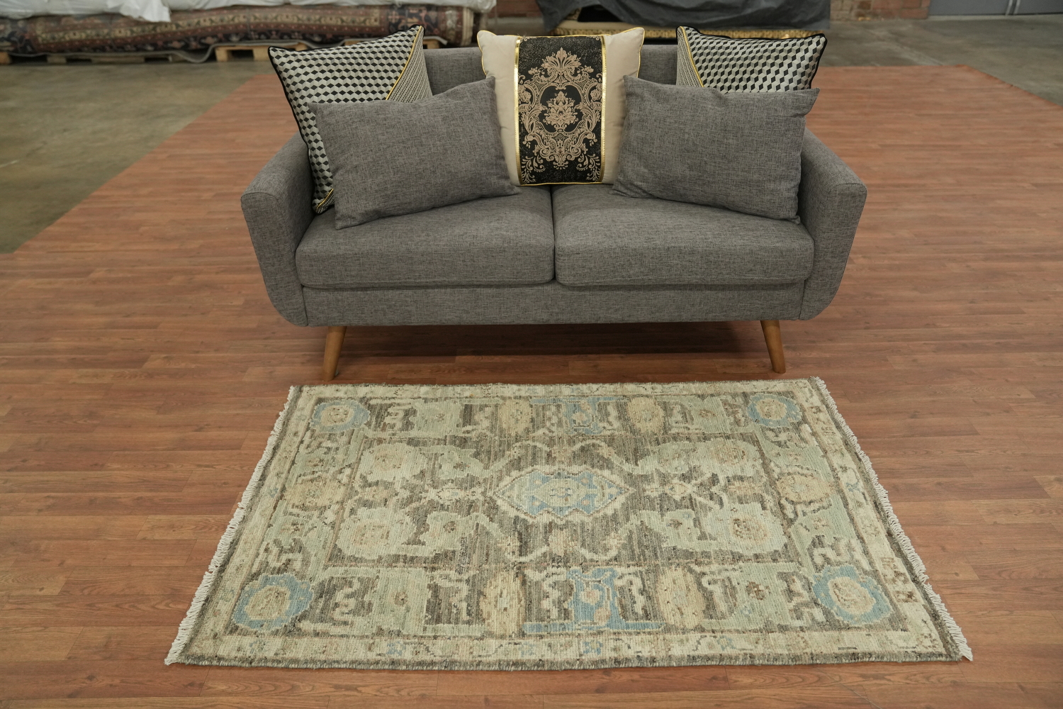 Vegetable Dye Oushak Turkish Foyer Rug 3x5