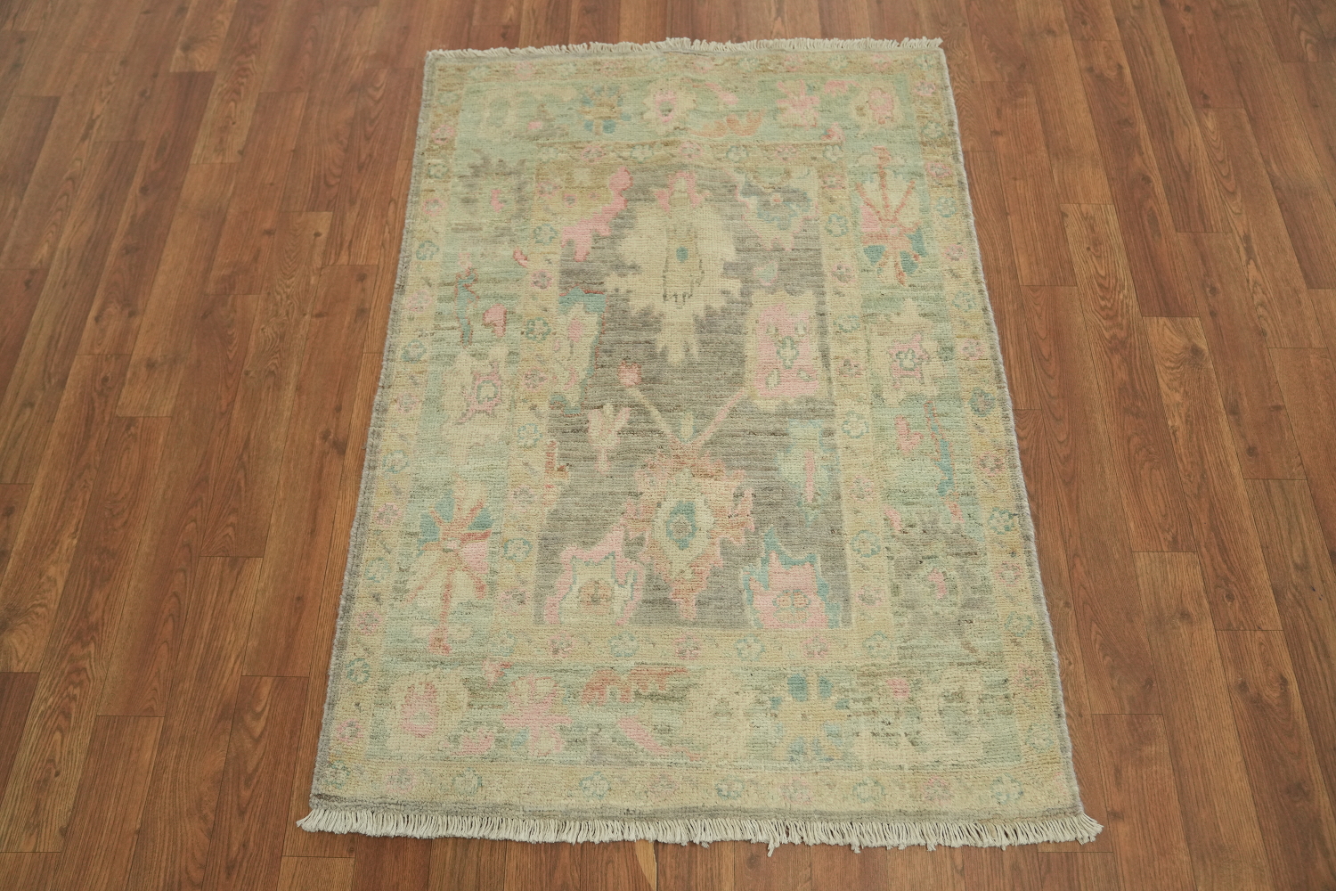Vegetable Dye Gray Oushak Turkish Rug 3x4