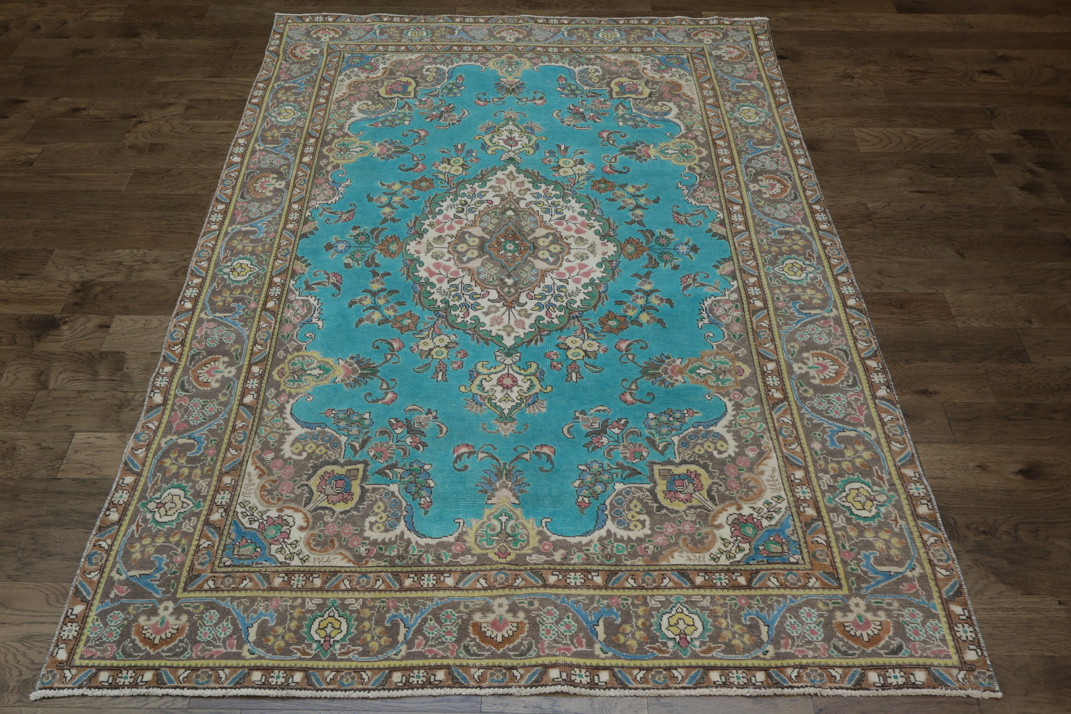 Turquoise Blue Tabriz Persian Area Rug 8x11