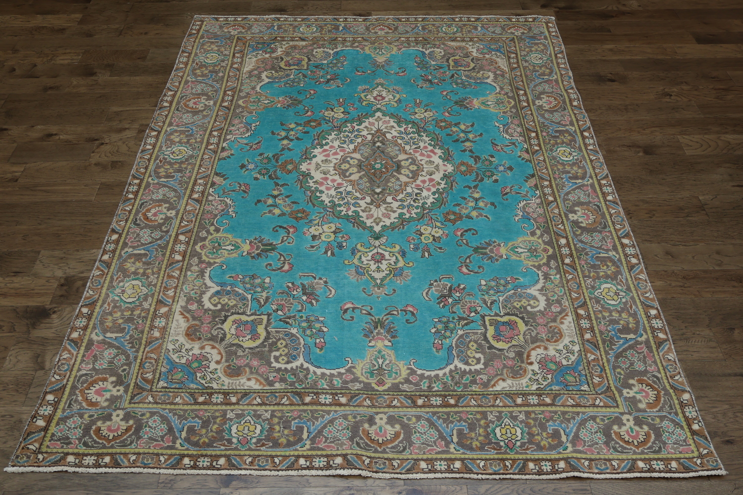 Turquoise Blue Tabriz Persian Area Rug 8x11
