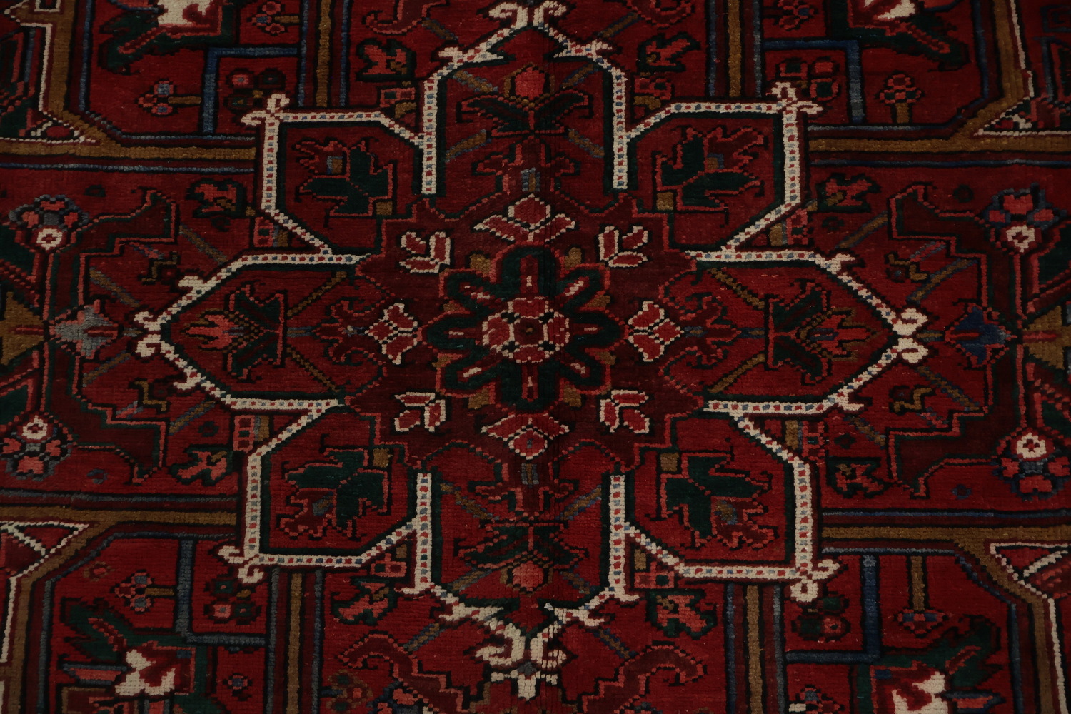 Vintage Heriz Persian Area Rug 7x11 with Timeless Geometric Patterns