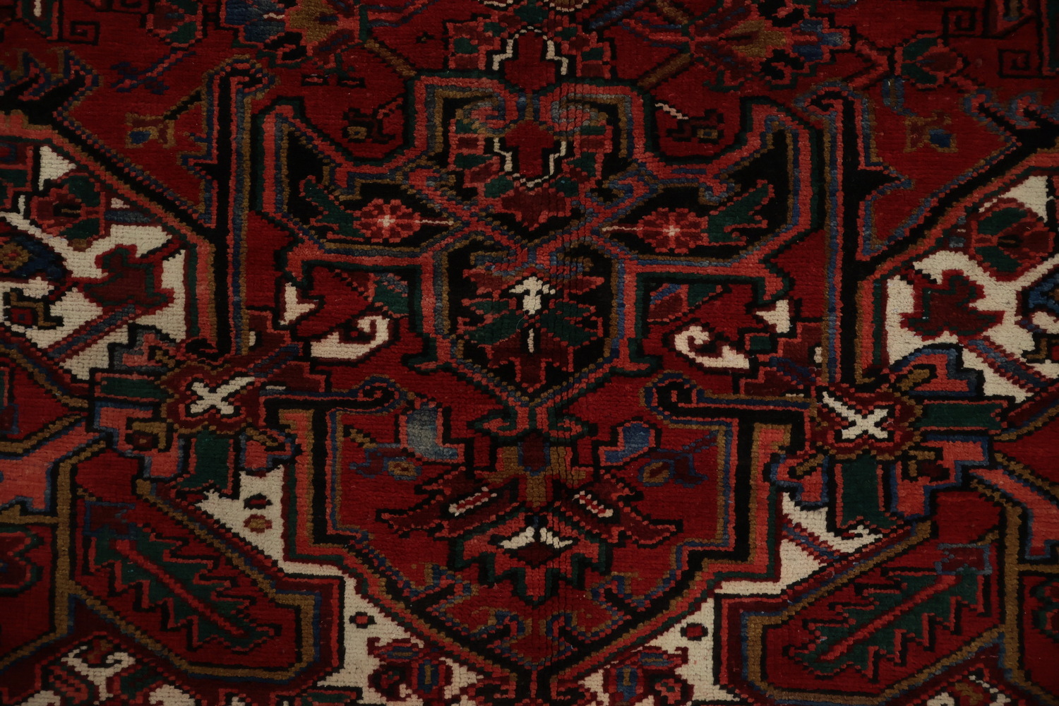 Vintage Heriz Persian Area Rug 7x11 with Timeless Geometric Patterns