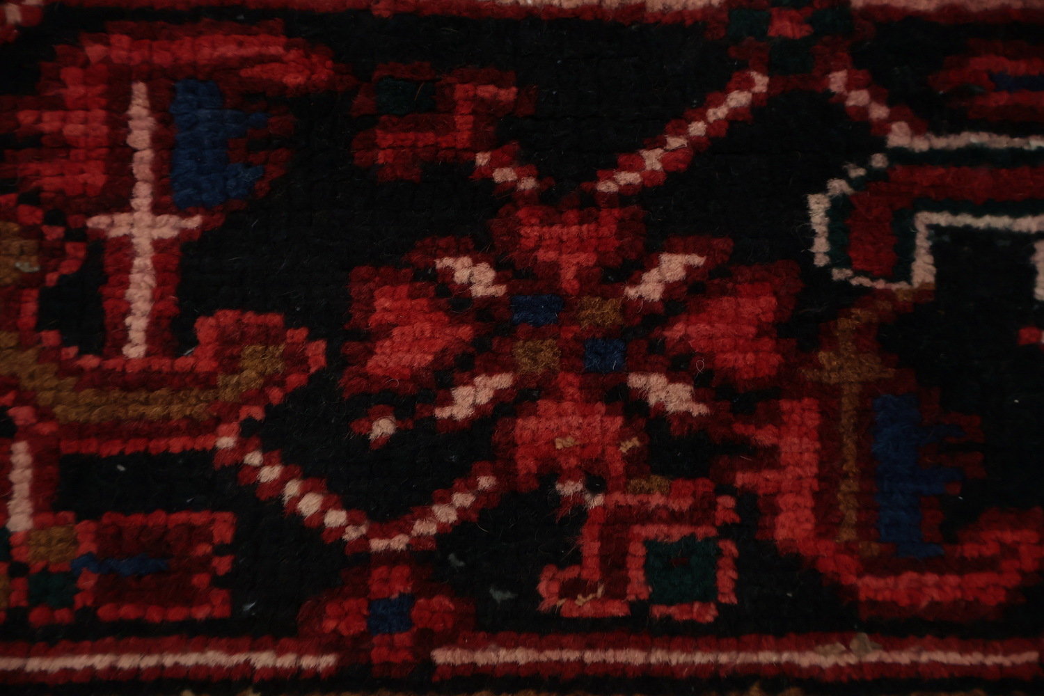 Vintage Heriz Persian Area Rug 7x11 with Timeless Geometric Patterns
