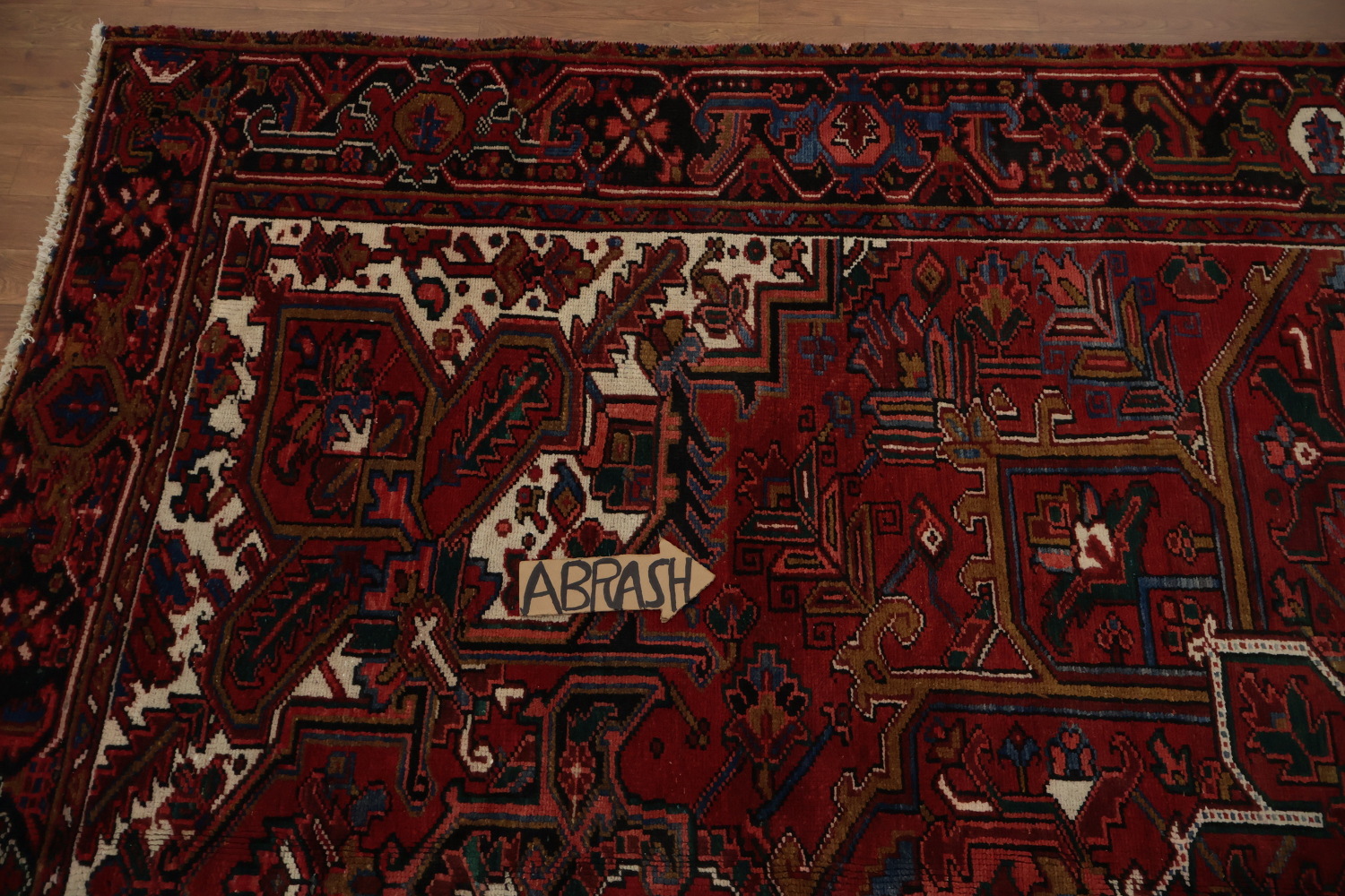Vintage Heriz Persian Area Rug 7x11 with Timeless Geometric Patterns