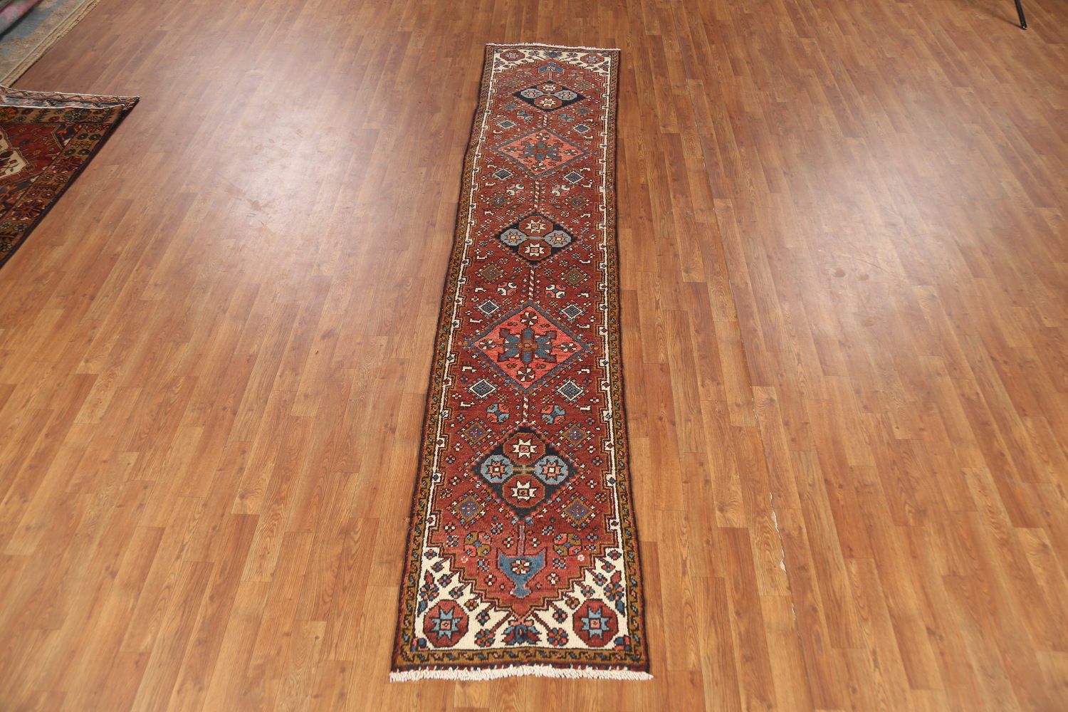 Pre-1900 Vegetable Dye Heriz Serapi Persian Runner Rug 2x11